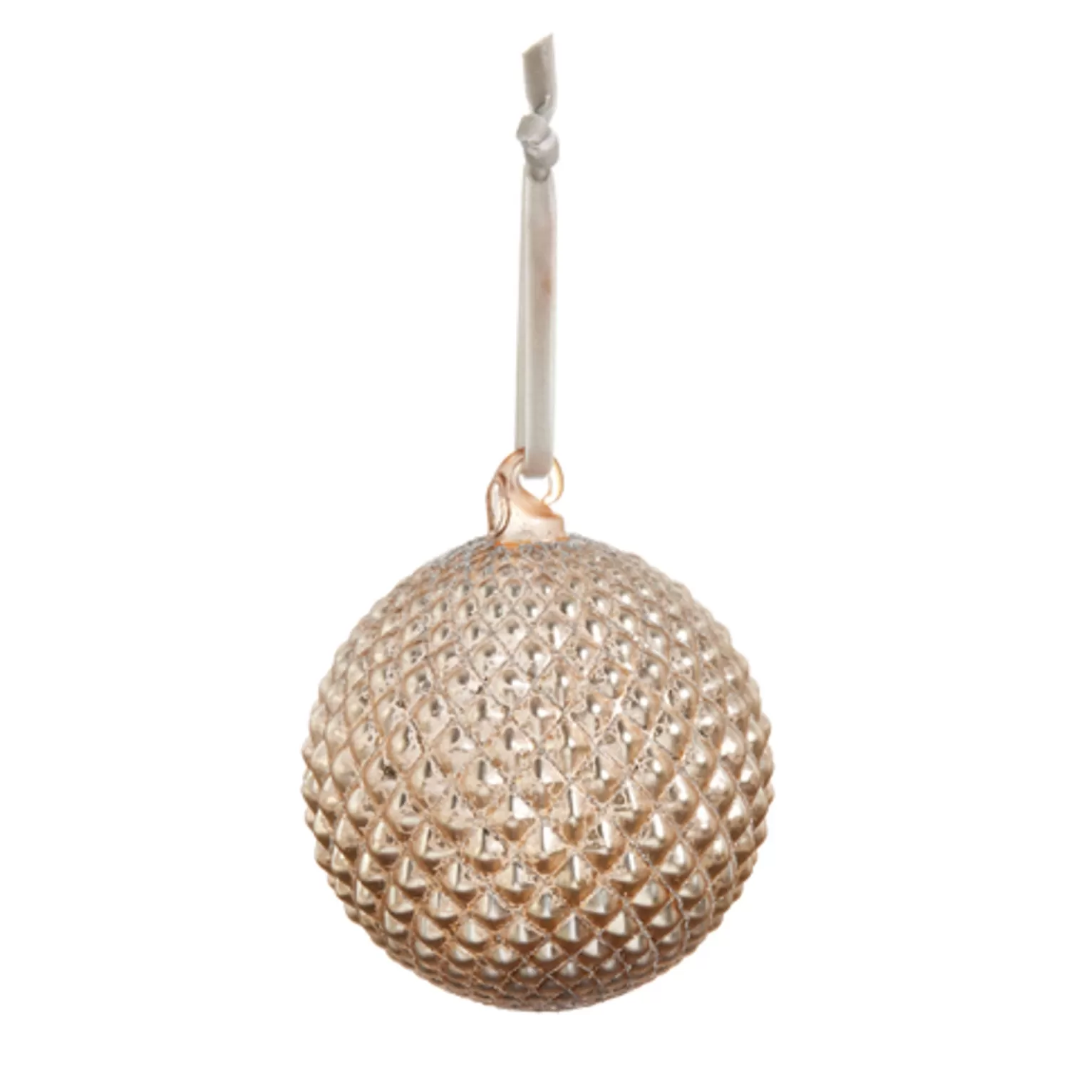The Jolly Christmas Shop Champagne Wishes | A Blushing Holiday | Raz 4" Champagne Quilted Glass Ball Christmas Ornament 4422946