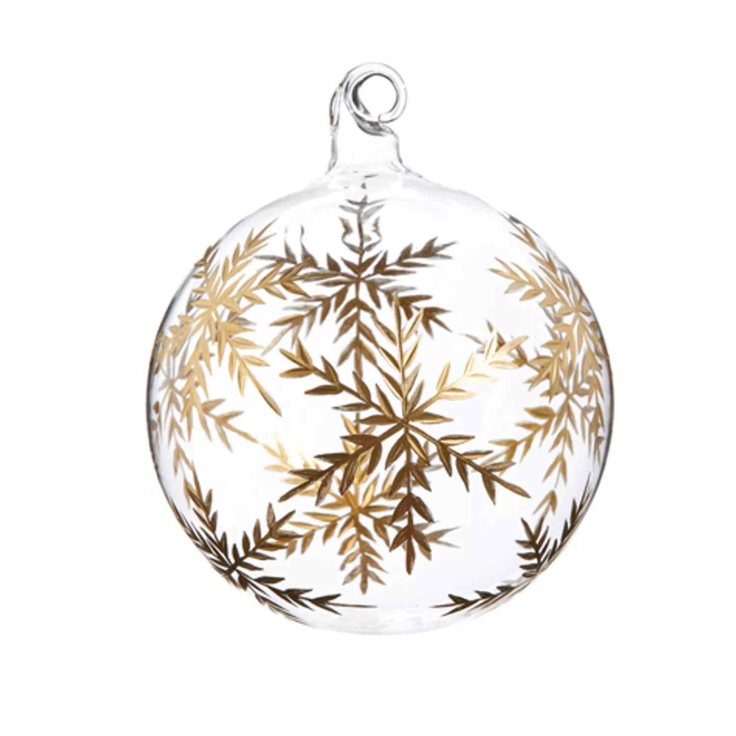 The Jolly Christmas Shop Christmas Traditions | Snow Christmas Decorations | Raz 4" Gold Etched Snowflake Glass Ball Christmas Ornament 4424684