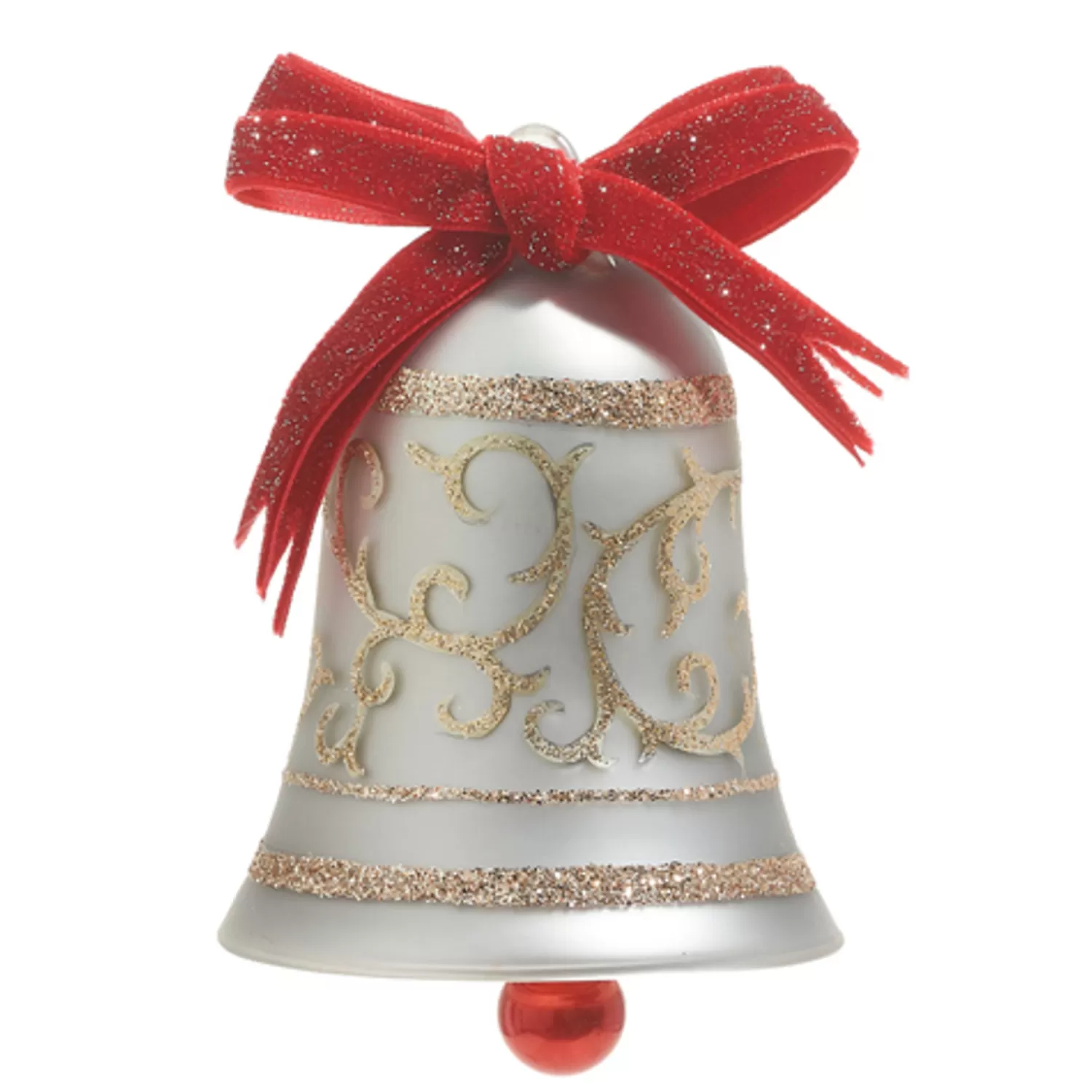 The Jolly Christmas Shop Celebrate The Season | Elegant | Raz 4" Gold Glitter Silver Bell Glass Christmas Ornament 4320918