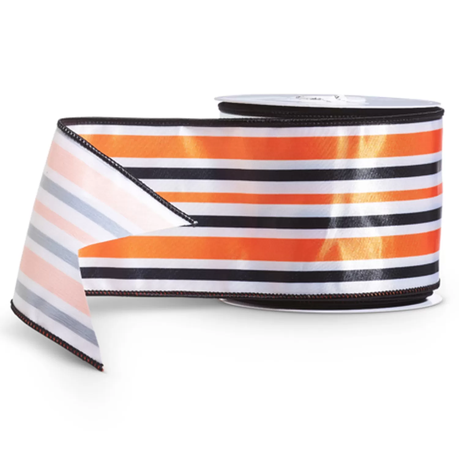 The Jolly Christmas Shop Vintage Halloween Decorations | Halloween Picks And Sprays | Raz 4" Orange And Black Striped Wired Halloween Ribbon R4471807