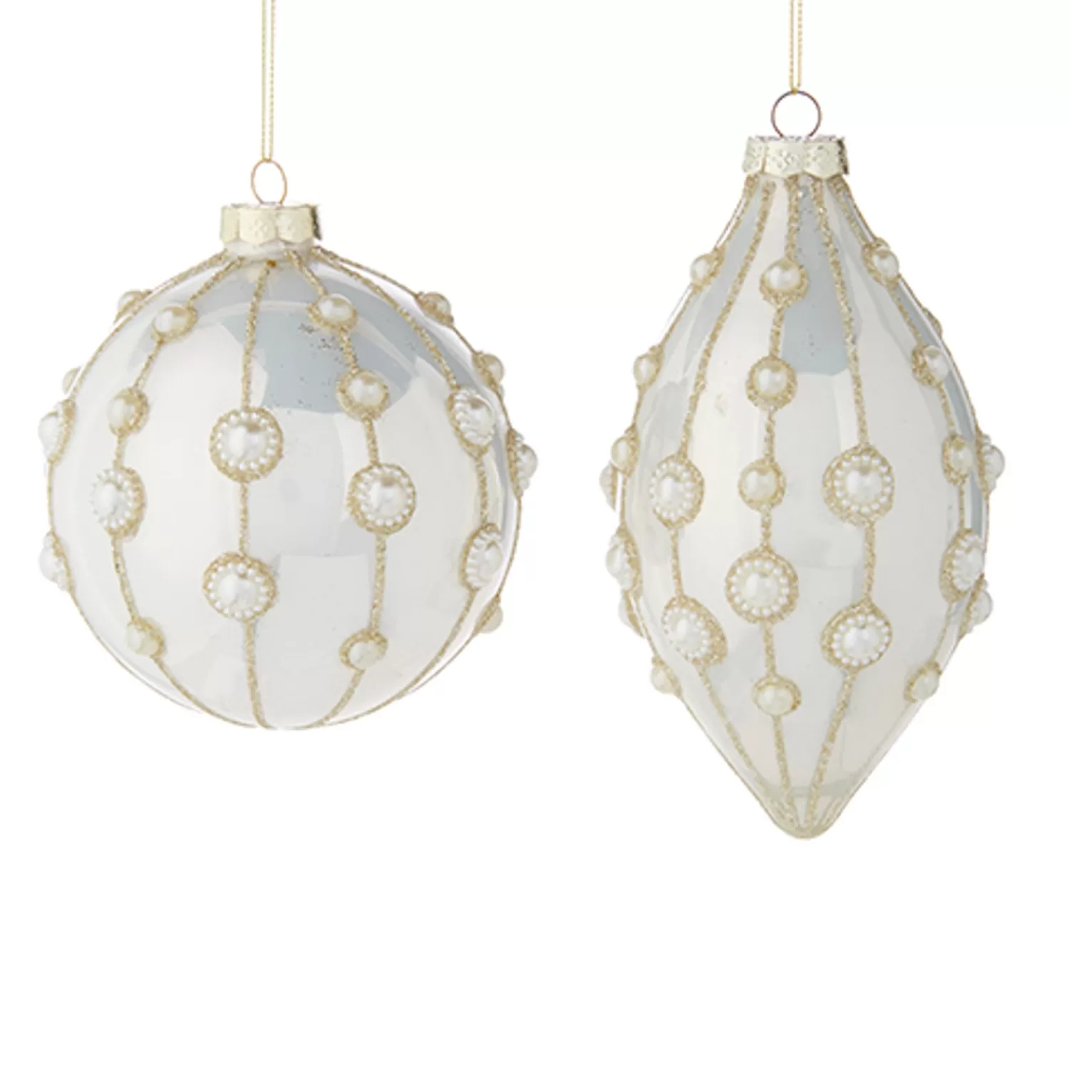 The Jolly Christmas Shop Charming Holiday | Champagne Wishes | Raz 4" Pearl Embellished White Glass Christmas Ornament 4222818