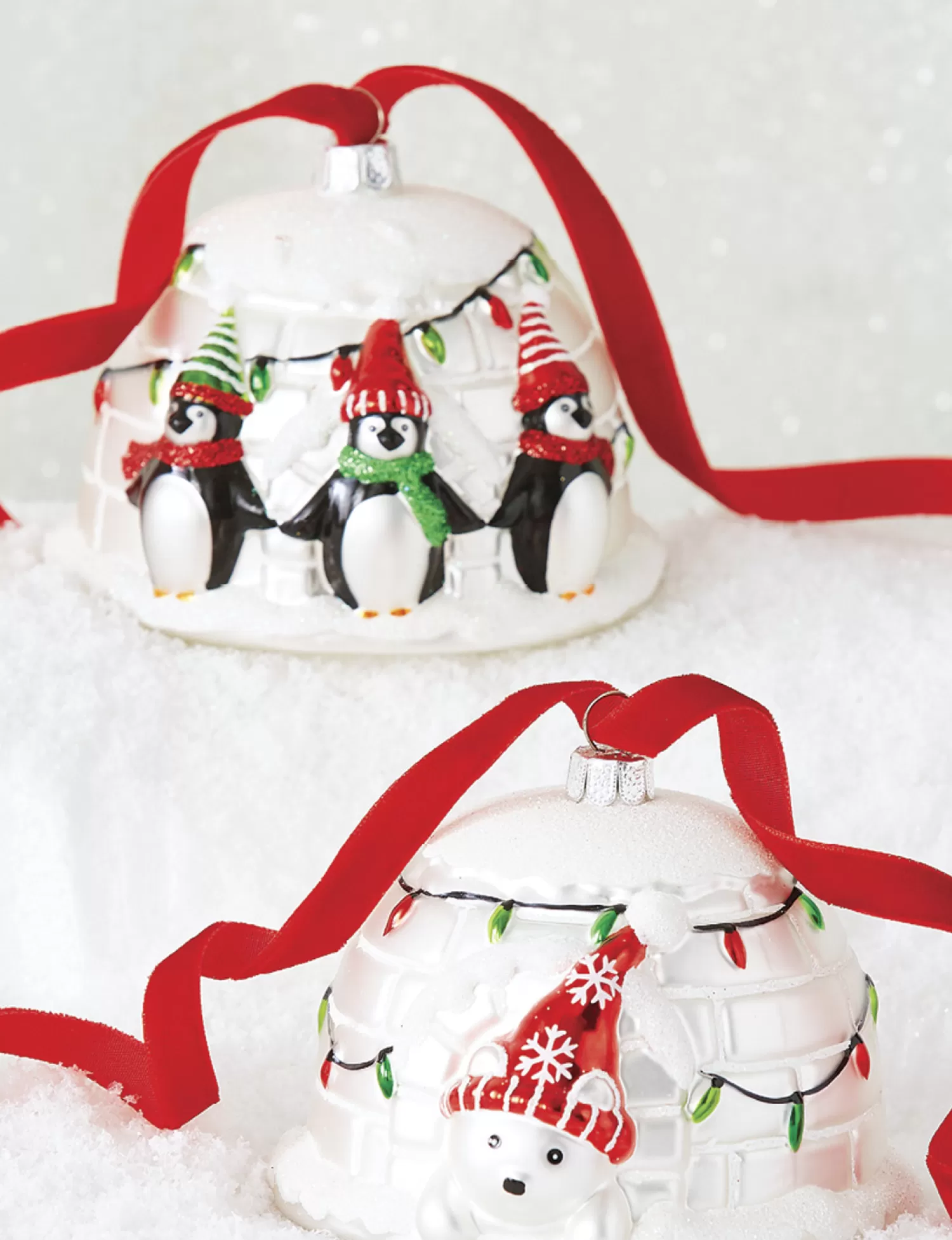 The Jolly Christmas Shop Dashing Through The Snow | Woodland Wonder | Raz 4" Penguin Or Polar Bear Igloo Glass Christmas Ornament 4252857