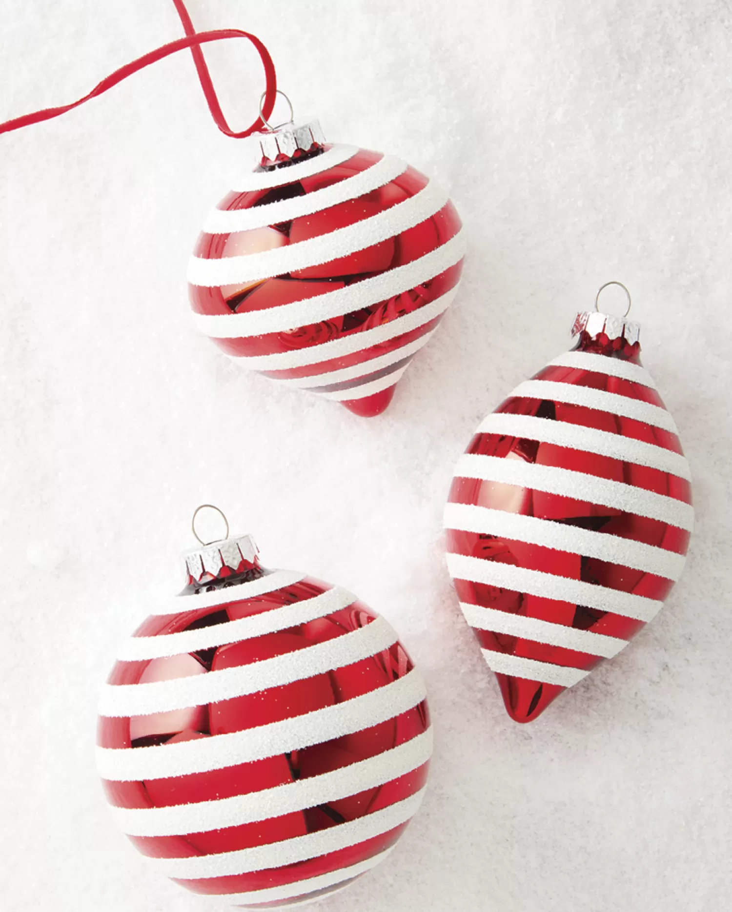 The Jolly Christmas Shop Jingle And Cocoa | Glass Ornaments | Raz 4" Red And White Striped Glass Christmas Ornaments 4120871