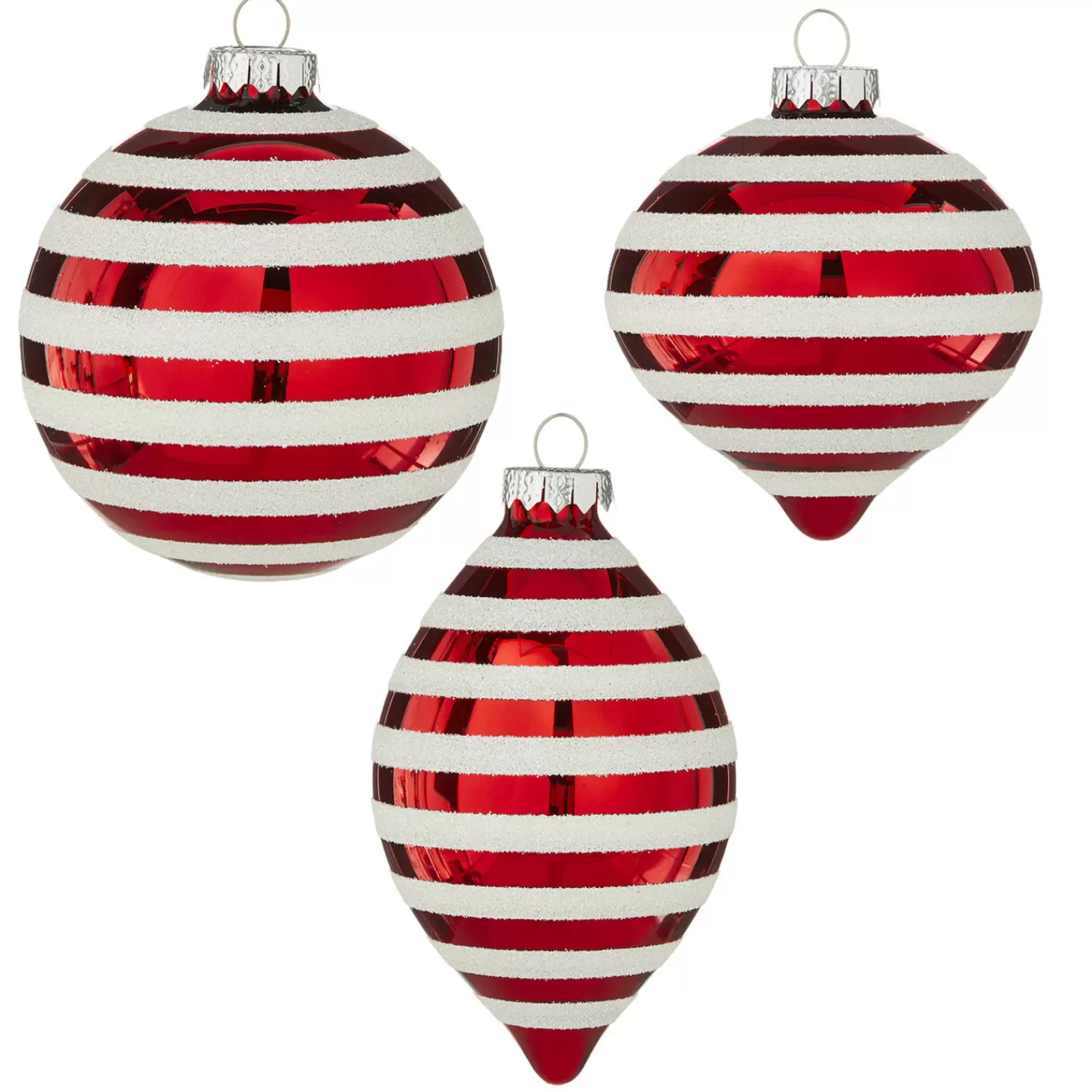 The Jolly Christmas Shop Jingle And Cocoa | Glass Ornaments | Raz 4" Red And White Striped Glass Christmas Ornaments 4120871