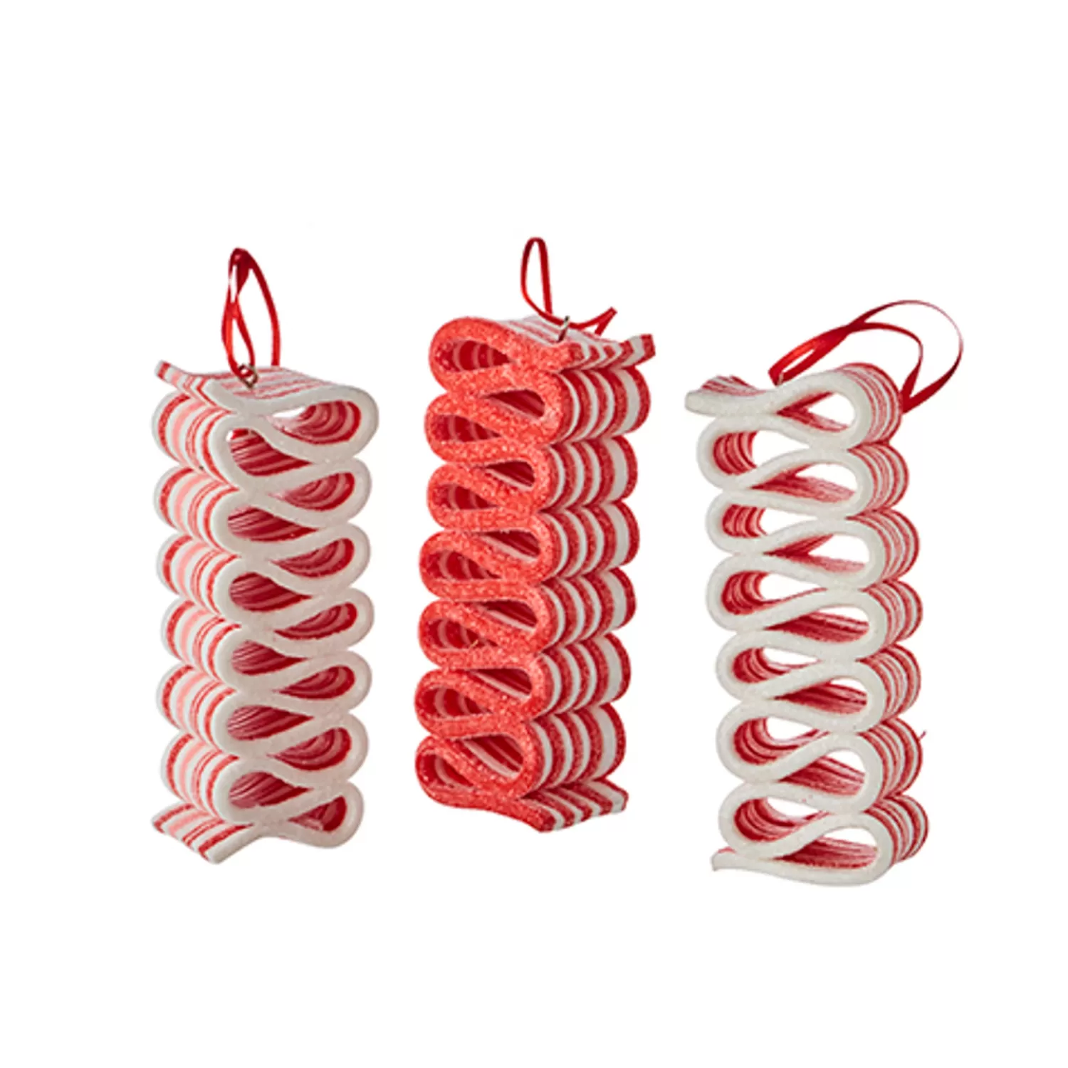 The Jolly Christmas Shop Jingle And Cocoa | The Candy Shop | Raz 4" Set Of 3 Red And White Ribbon Candy Christmas Ornament 4215563