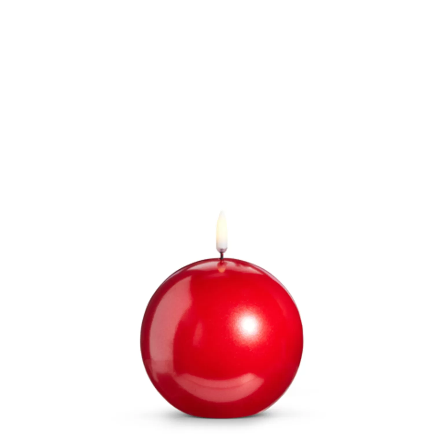 The Jolly Christmas Shop Classic Carols | Tinsel Town | Raz 4" Uyuni Metallic Red Round Battery Operated Candle With Lighted Flickering Wick 4434528