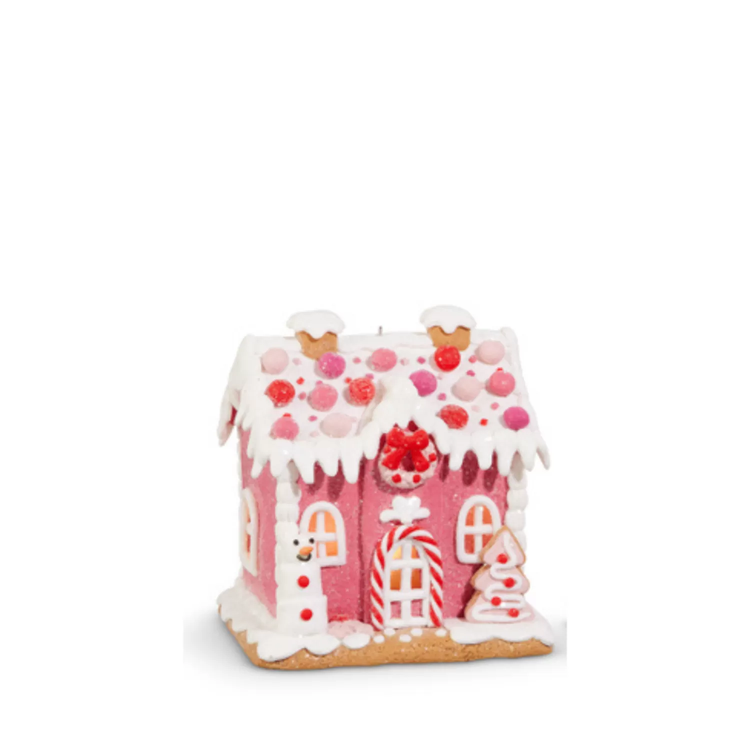 The Jolly Christmas Shop Jingle And Cocoa | Gingerbread | Raz 5.5" Lighted Pink Gingerbread House Christmas Ornament 4416250