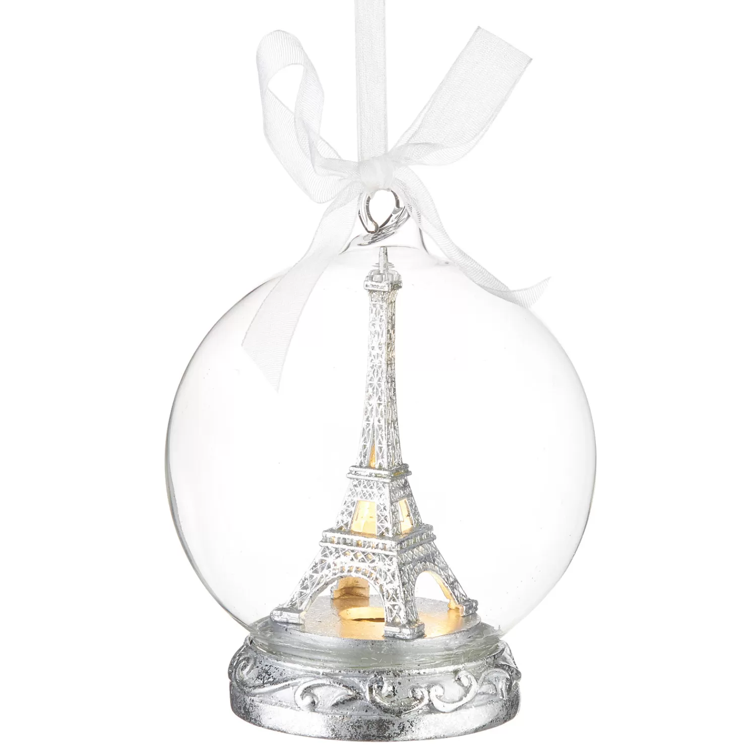 The Jolly Christmas Shop Travel | Glass Ornaments | Raz 5" Lighted Eiffel Tower Globe Glass Christmas Ornament 4220019