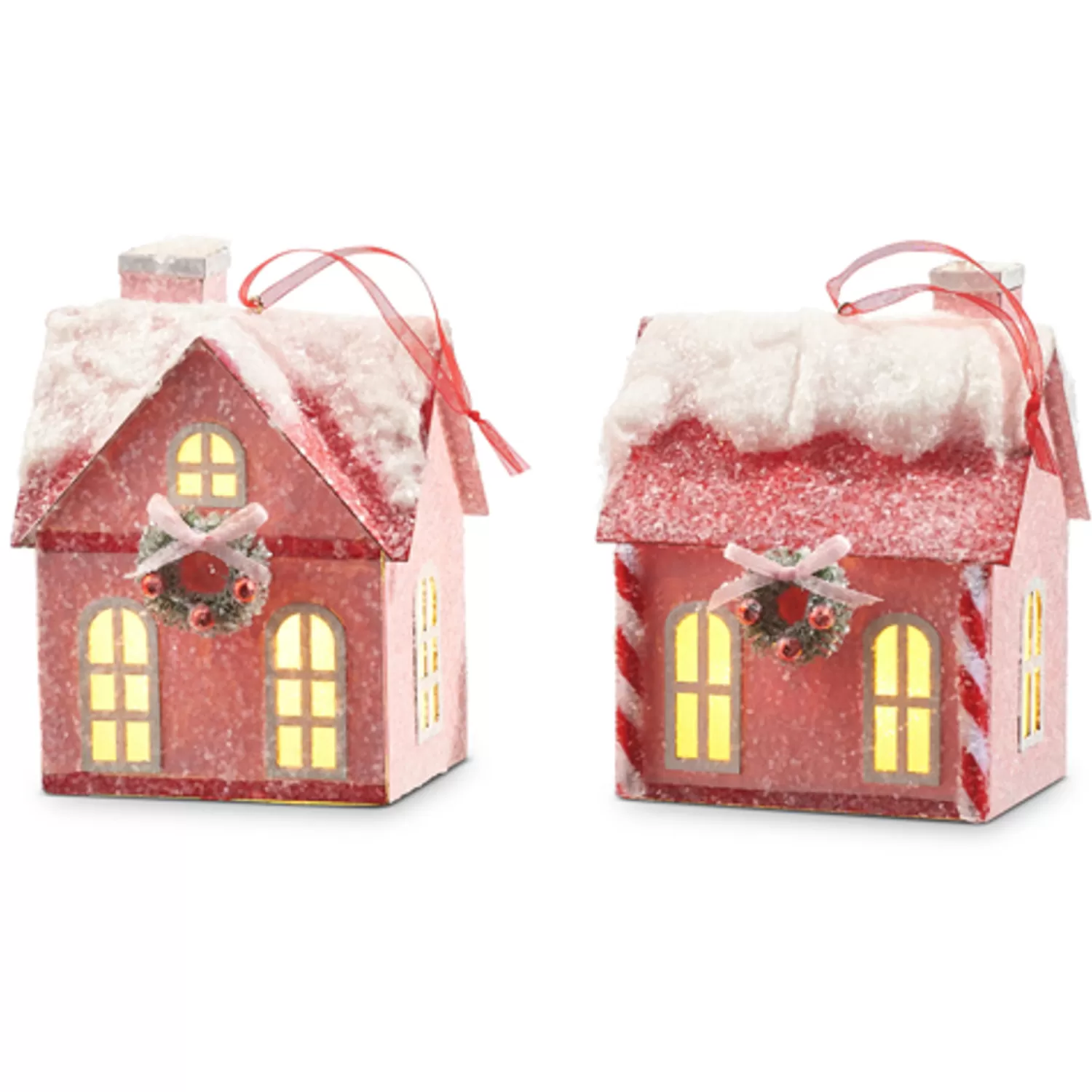 The Jolly Christmas Shop Candy Land | A Blushing Holiday | Raz 5" Lighted Pink House Christmas Ornament 4319069