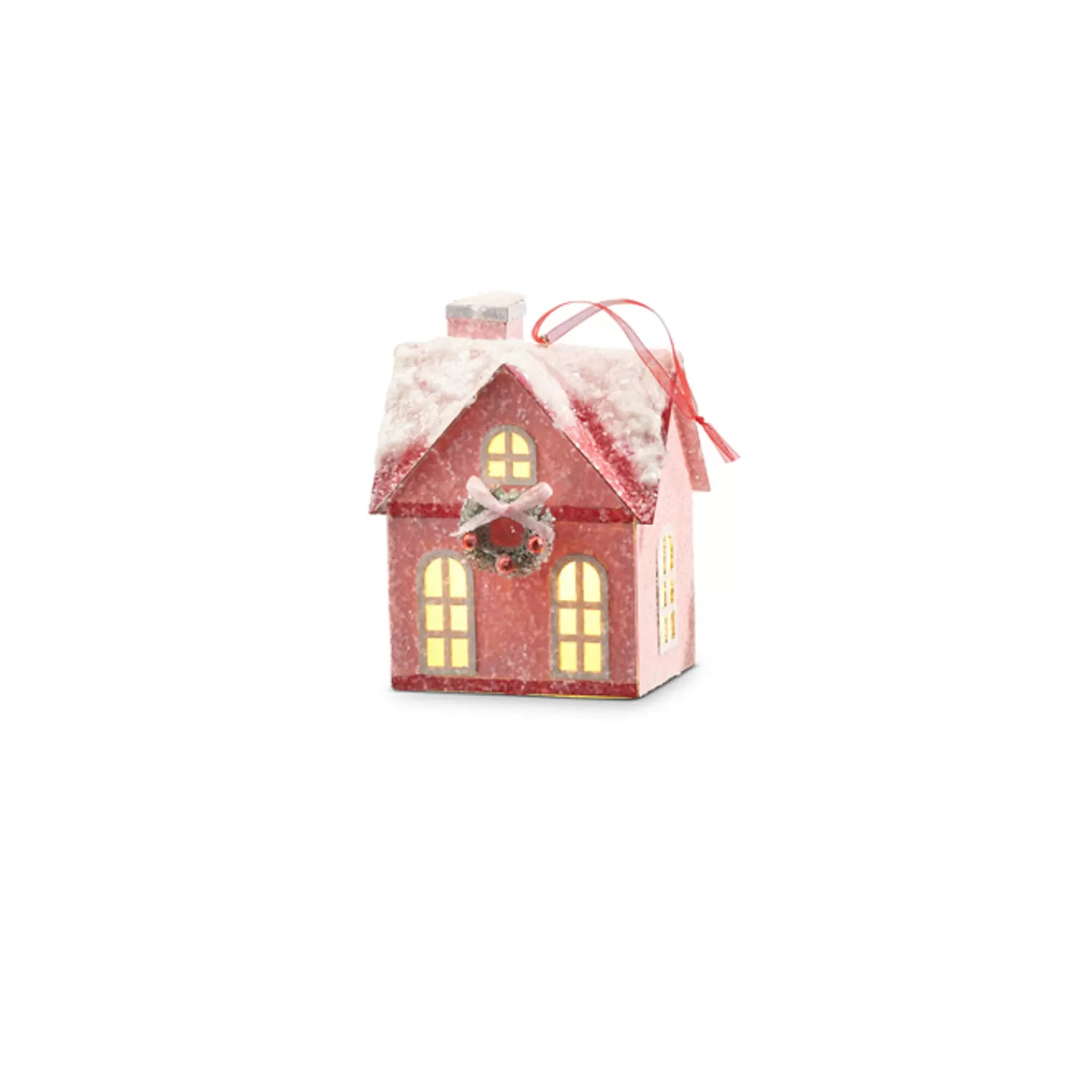 The Jolly Christmas Shop Candy Land | A Blushing Holiday | Raz 5" Lighted Pink House Christmas Ornament 4319069