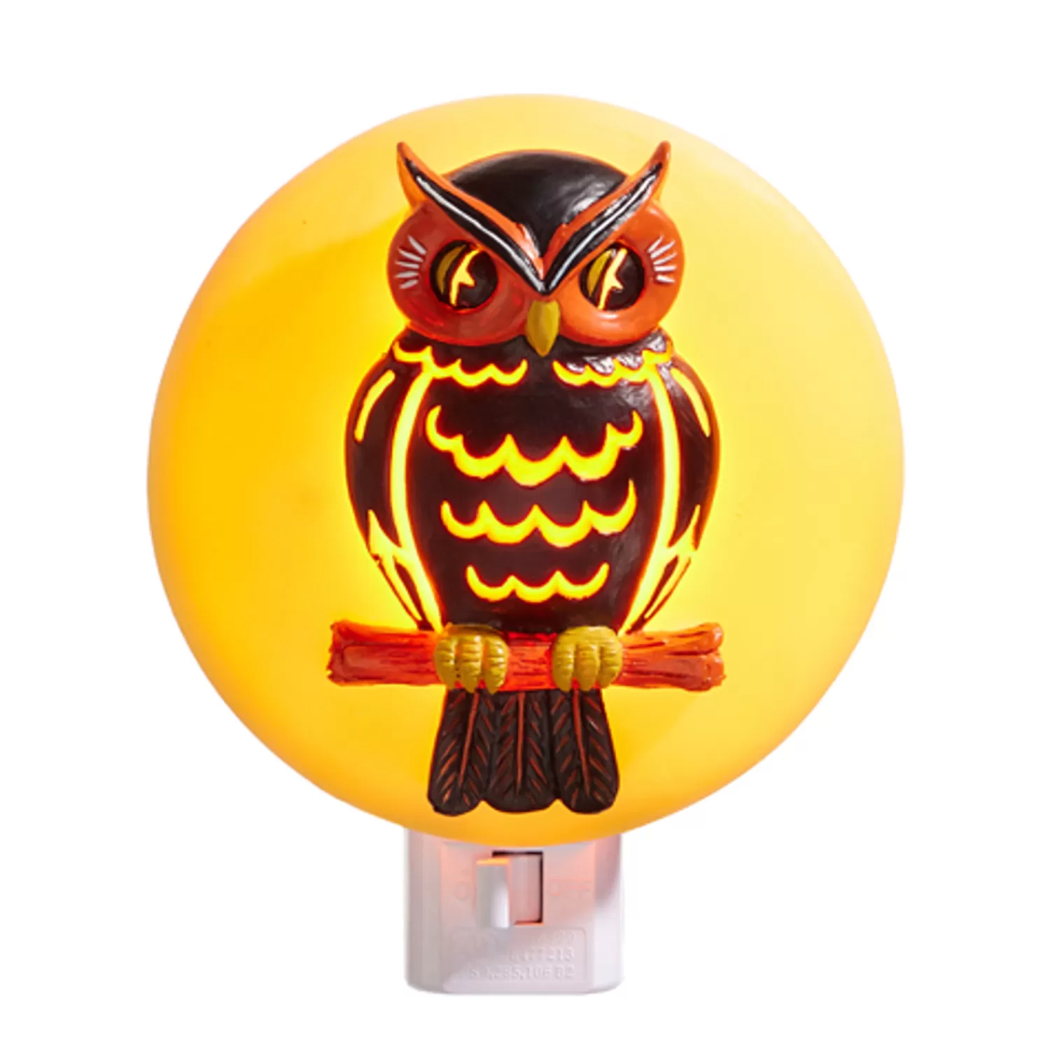 The Jolly Christmas Shop Halloween Lights | Halloween Indoor Decorations | Raz 5" Owl In A Harvest Moon Halloween Night Light 4407035