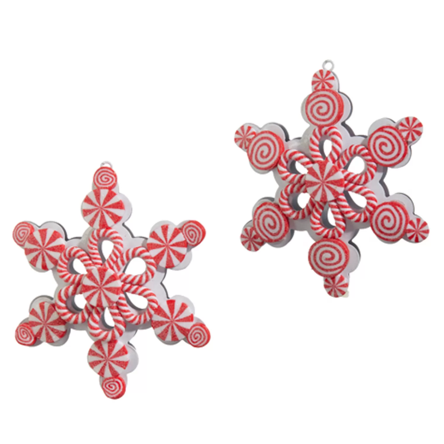 The Jolly Christmas Shop Jingle And Cocoa | Candy Land | Raz 5" Peppermint Snowflake Christmas Ornament Set Of 2 4415556