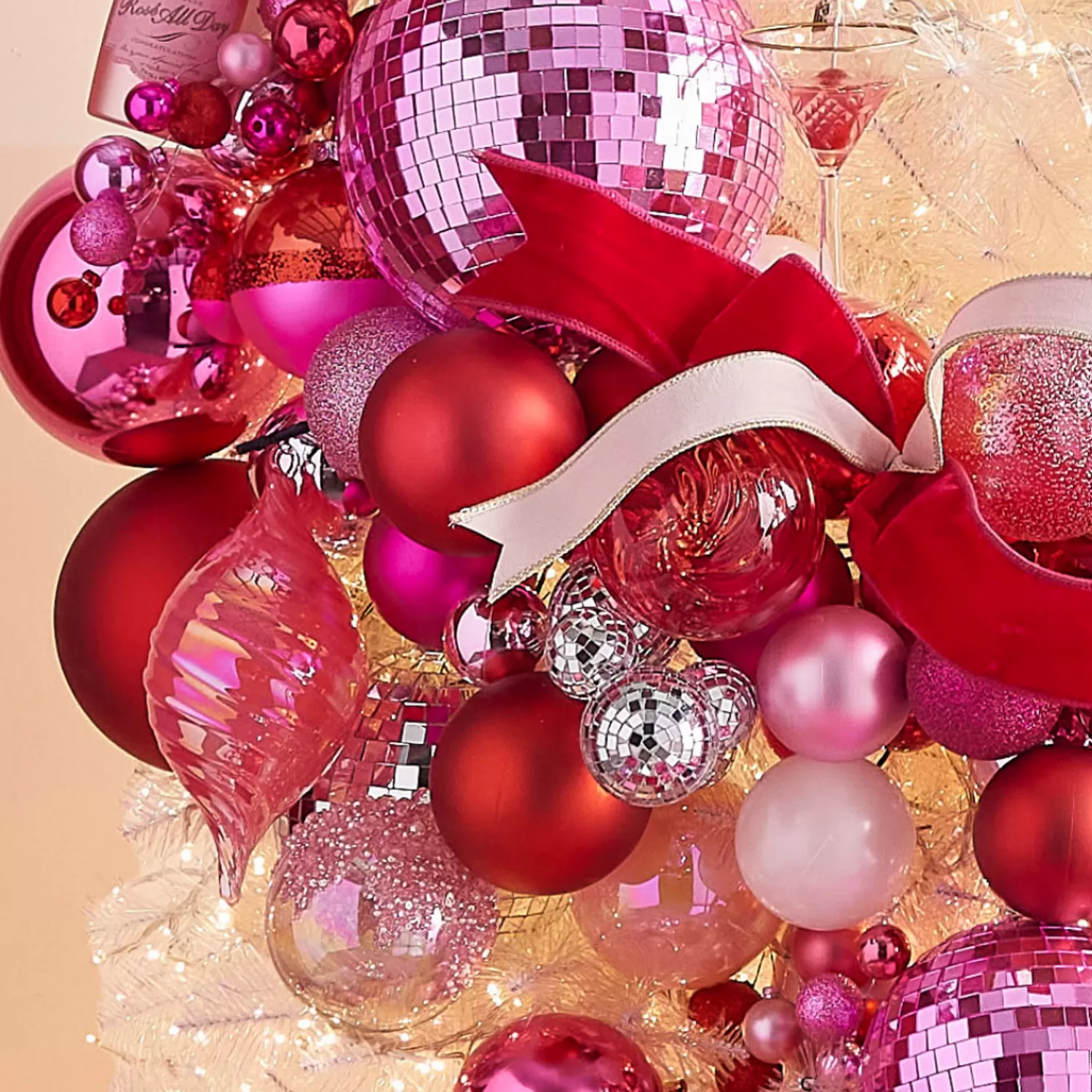 The Jolly Christmas Shop A Blushing Holiday | Pink Christmas Decorations | Raz 5" Pink Blown Glass Ball Or Finial Christmas Ornament 4424648
