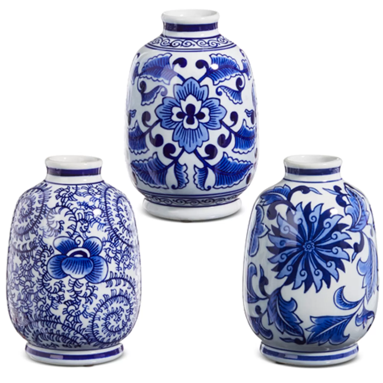 The Jolly Christmas Shop Tartan Traditions | Delft | Raz 6.25" Set Of 3 Blue Chinoiserie Delft Bud Vase X4334408