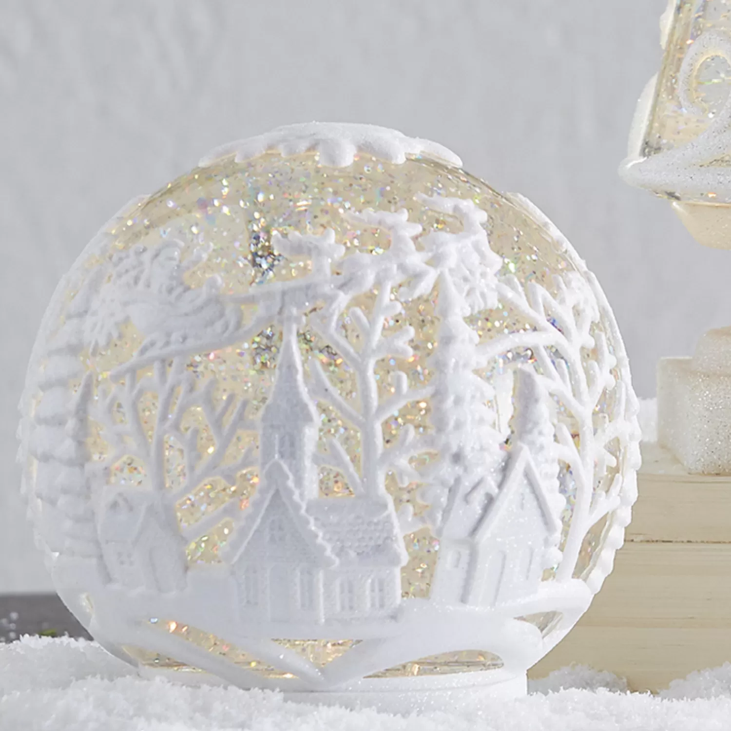 The Jolly Christmas Shop Dashing Through The Snow | Tinsel Town | Raz 6.25" Town Scene Glittered Embossed LED Lighted Water Globe Christmas Decoration 4119076
