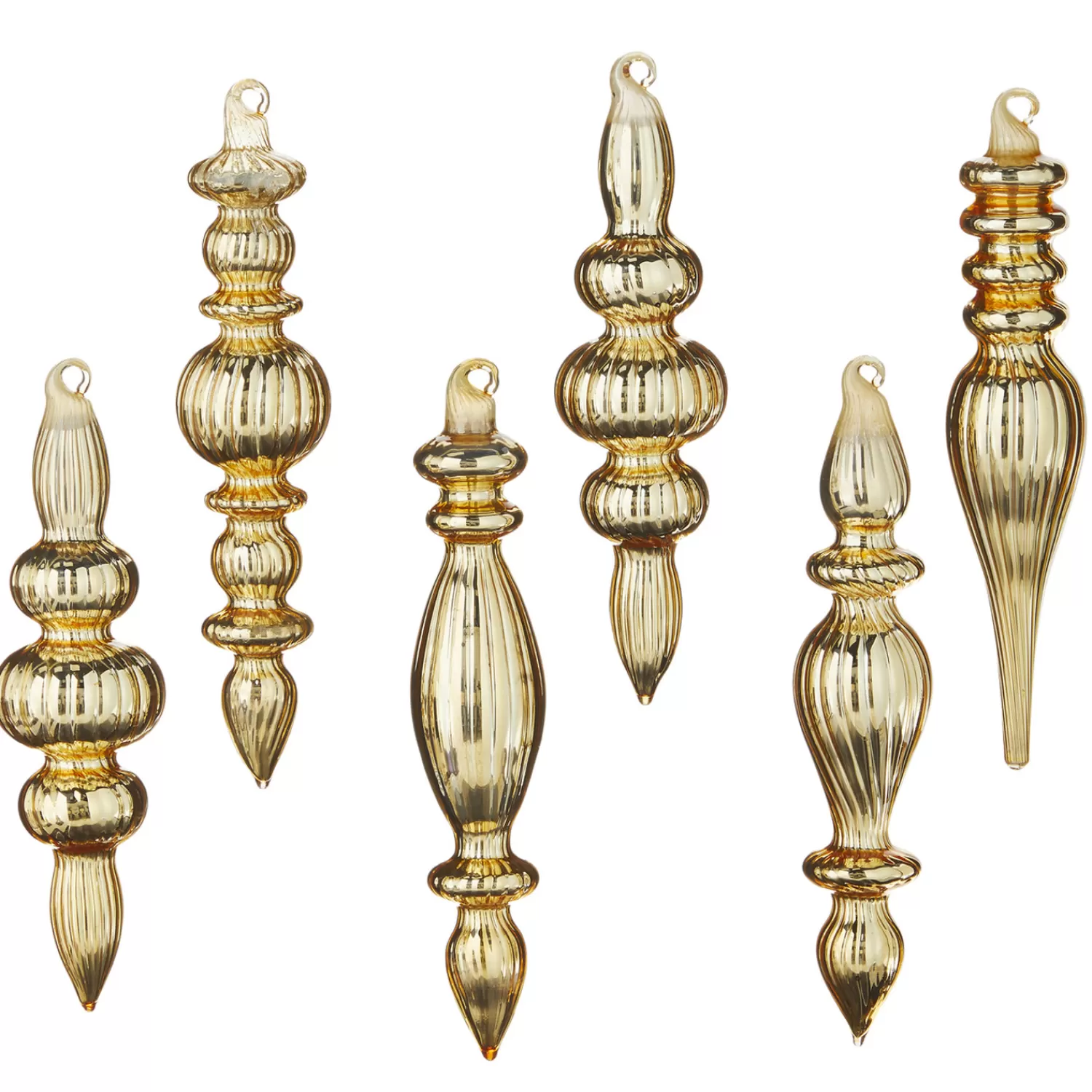 The Jolly Christmas Shop Bon Noel | Tartan Traditions | Raz 6.5" Box Of Gold Finial Glass Christmas Ornaments 4122829