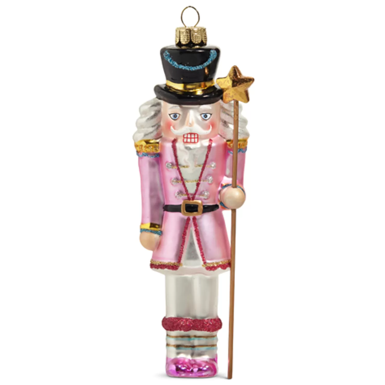 The Jolly Christmas Shop A Blushing Holiday | Pink Christmas Decorations | Raz 6" Blushing Pink Nutcracker Glass Christmas Ornament 4452879