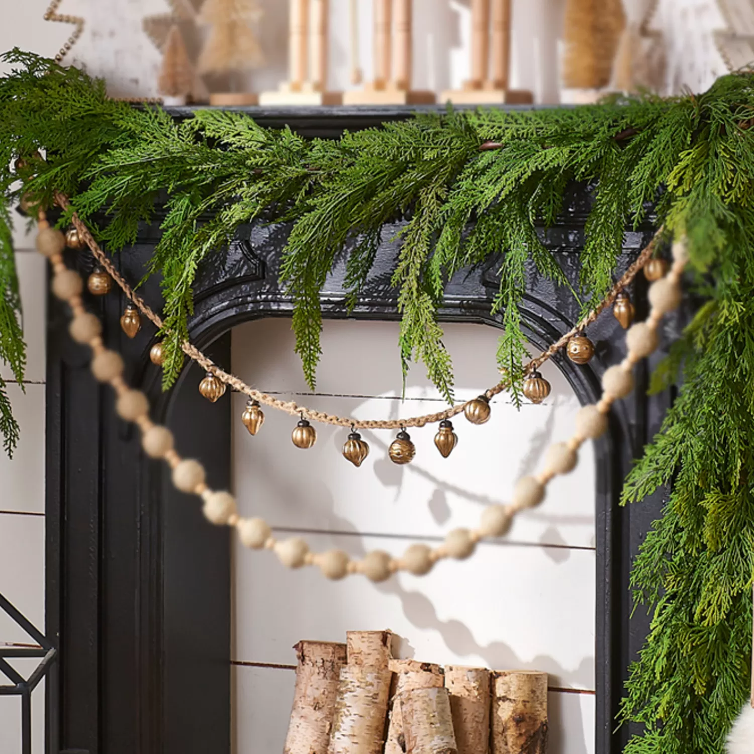 The Jolly Christmas Shop All Is Calm | Farmhouse | Raz 6' Gold Ornament Rope Christmas Tree Garland G4300720
