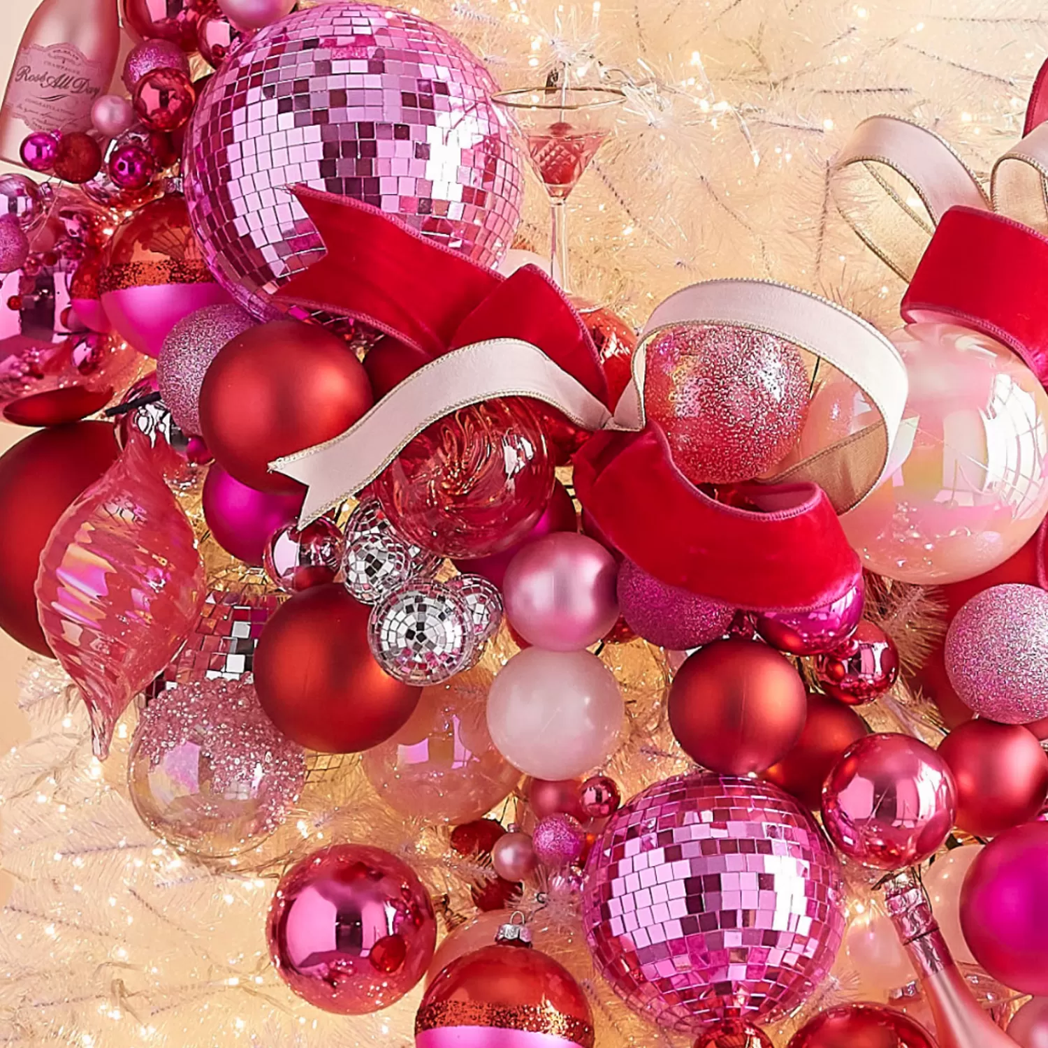 The Jolly Christmas Shop Hipster Tree | A Blushing Holiday | Raz 6" Or 8" Large Pink Disco Ball Christmas Ornament