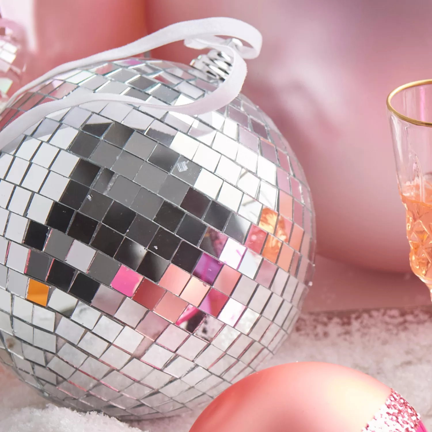 The Jolly Christmas Shop Hipster Tree | A Blushing Holiday | Raz 6" Or 8" Large Silver Disco Ball Christmas Ornament