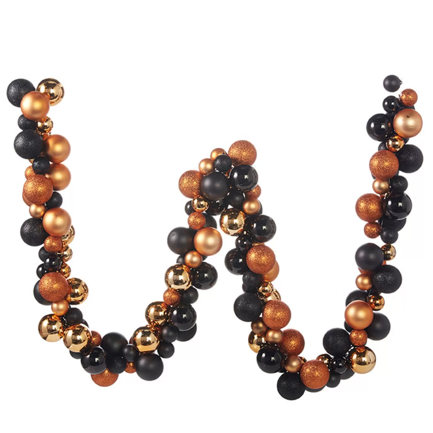 The Jolly Christmas Shop Halloween Indoor Decorations | Raz 6' Orange And Black Halloween Ball Garland G4032008