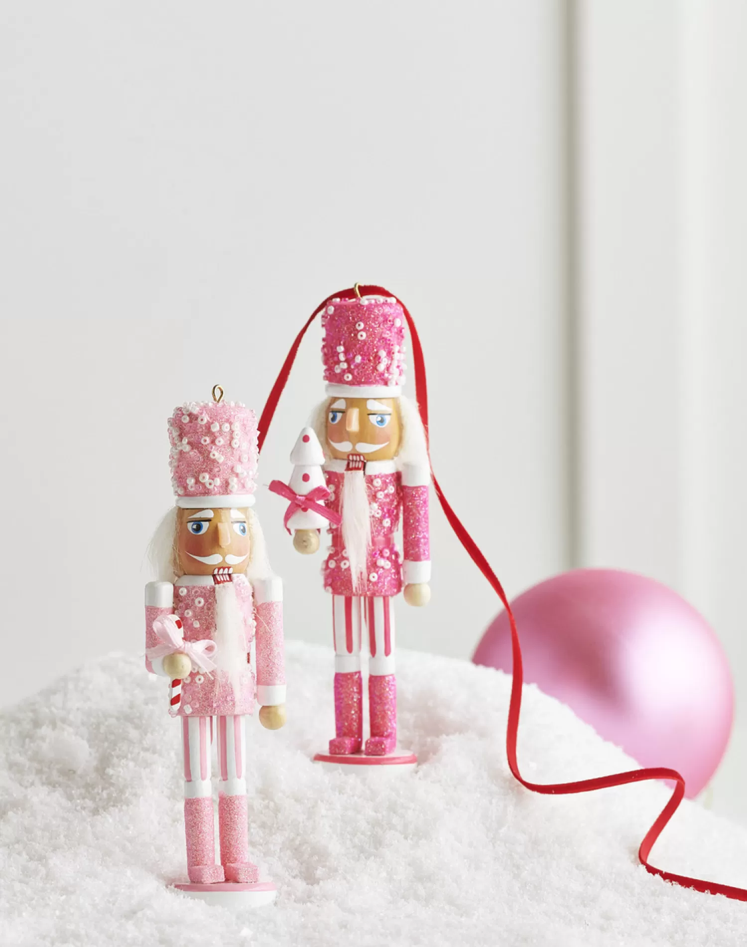 The Jolly Christmas Shop A Blushing Holiday | Pink Christmas Decorations | Raz 6" Pink Nutcracker Christmas Ornament Set Of 2 4422937