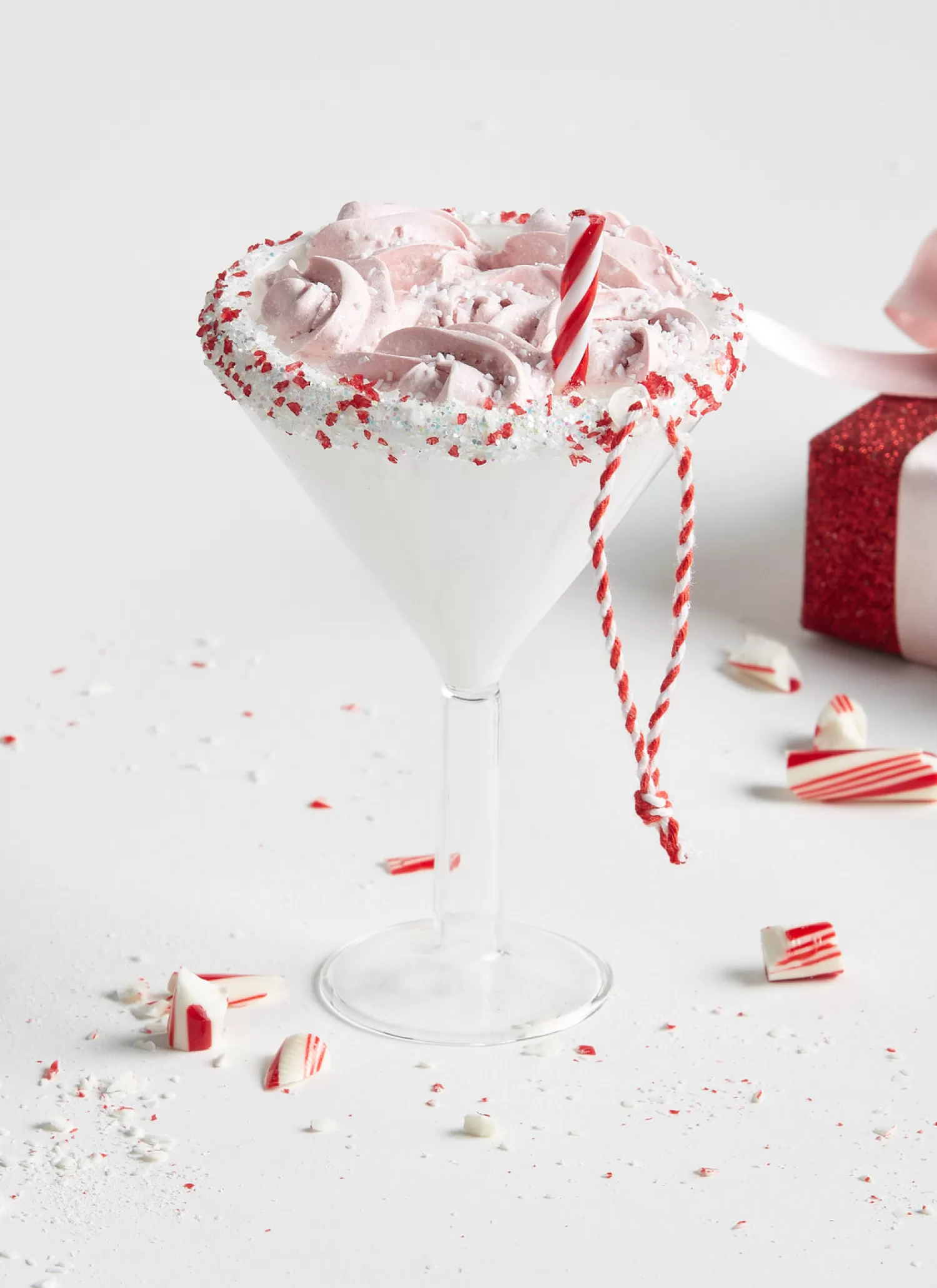 The Jolly Christmas Shop Jingle And Cocoa | Gingerbread Lane | Raz 6" Pink Peppermint Martini Glass Christmas Ornament 4352861