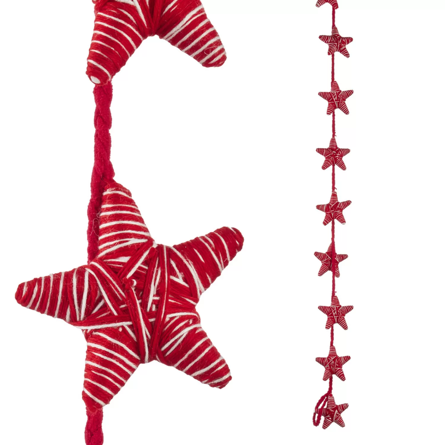 The Jolly Christmas Shop Heartfelt Holiday | Christmas Tree Garland | Raz 6' Red And White Yarn Star Christmas Tree Garland G4160800