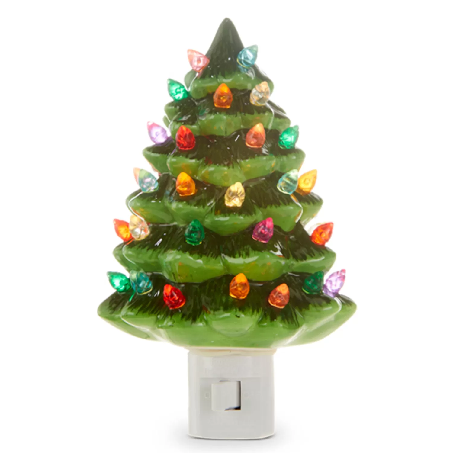 The Jolly Christmas Shop Vintage Reincarnated | Vintage Farm House | Raz 6" Vintage Green Ceramic Christmas Tree Night Light 4319167