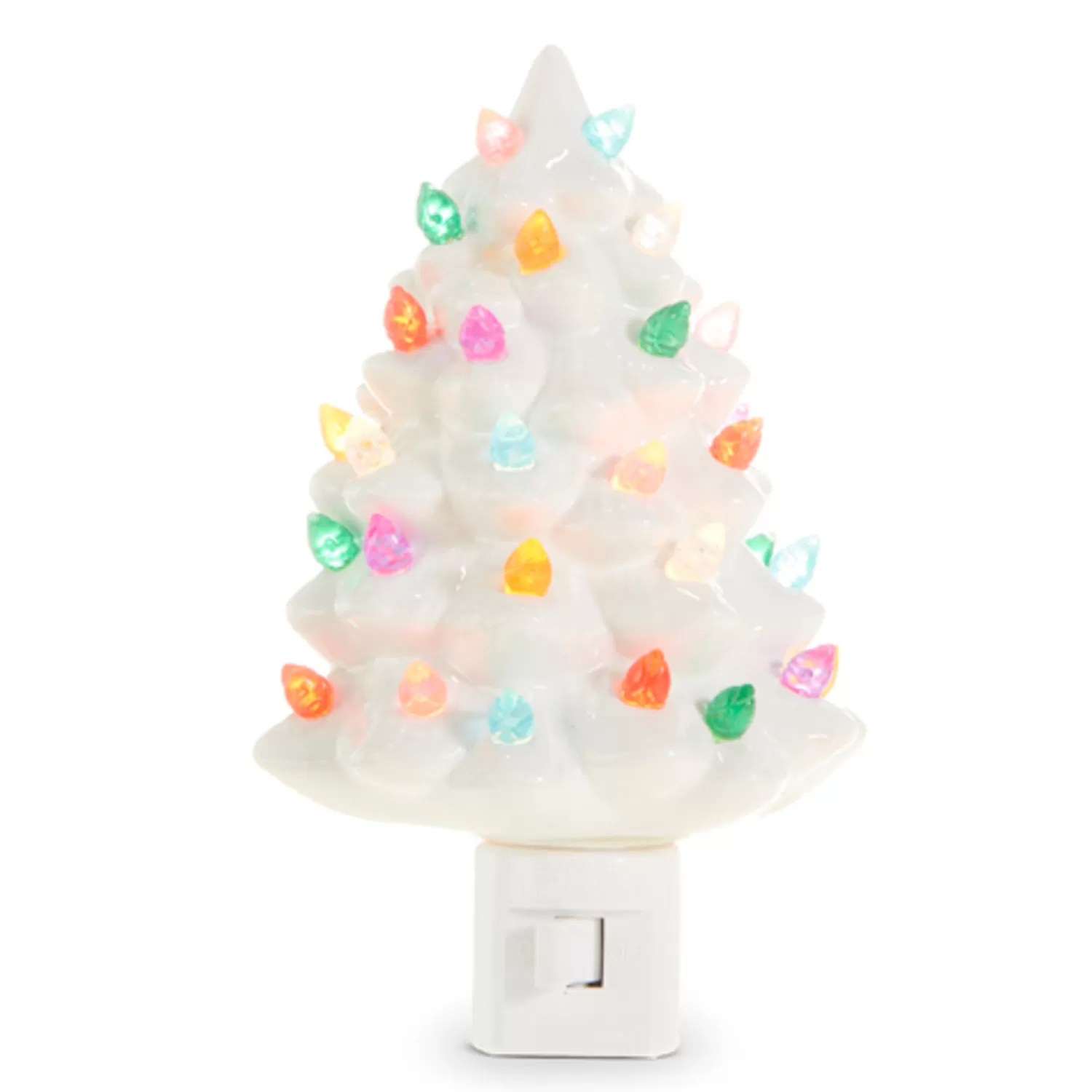 The Jolly Christmas Shop Vintage Reincarnated | Vintage Farm House | Raz 6" Vintage White Ceramic Christmas Tree Night Light 4319166