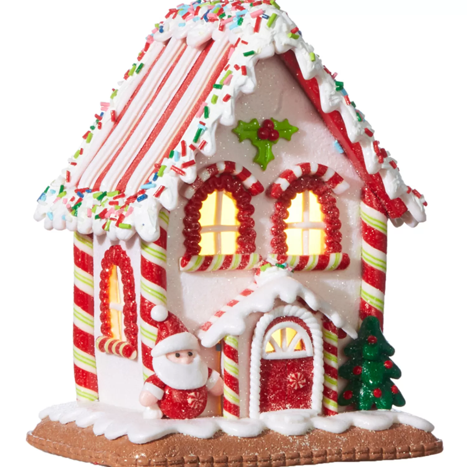 The Jolly Christmas Shop Jingle And Cocoa | Gingerbread | Raz 7.25" Battery Operated LED Lighted Claydough Gingerbread House Christmas Figure 4016097