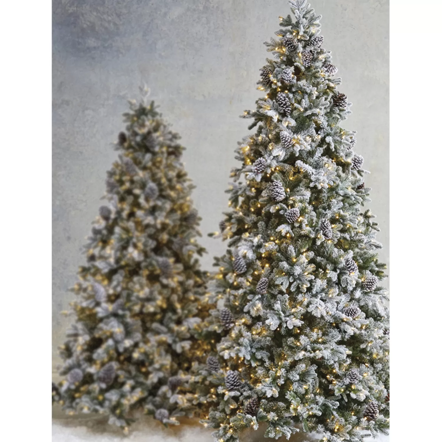 The Jolly Christmas Shop Dashing Through The Snow | Snow Christmas Decorations | Raz 7.5' Pre-Lit Flocked Spruce Christmas Tree W/ Clear Lights T4052012