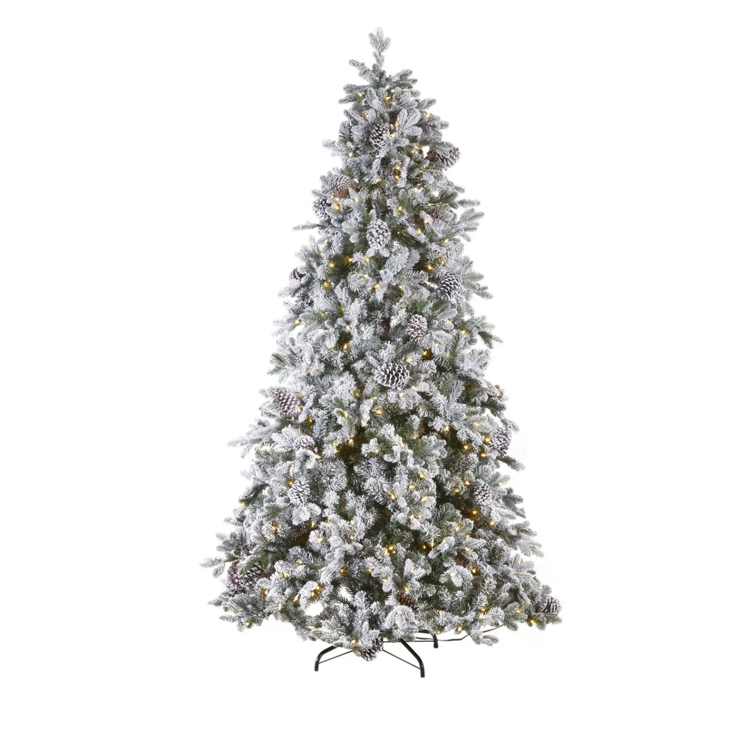The Jolly Christmas Shop Dashing Through The Snow | Snow Christmas Decorations | Raz 7.5' Pre-Lit Flocked Spruce Christmas Tree W/ Clear Lights T4052012