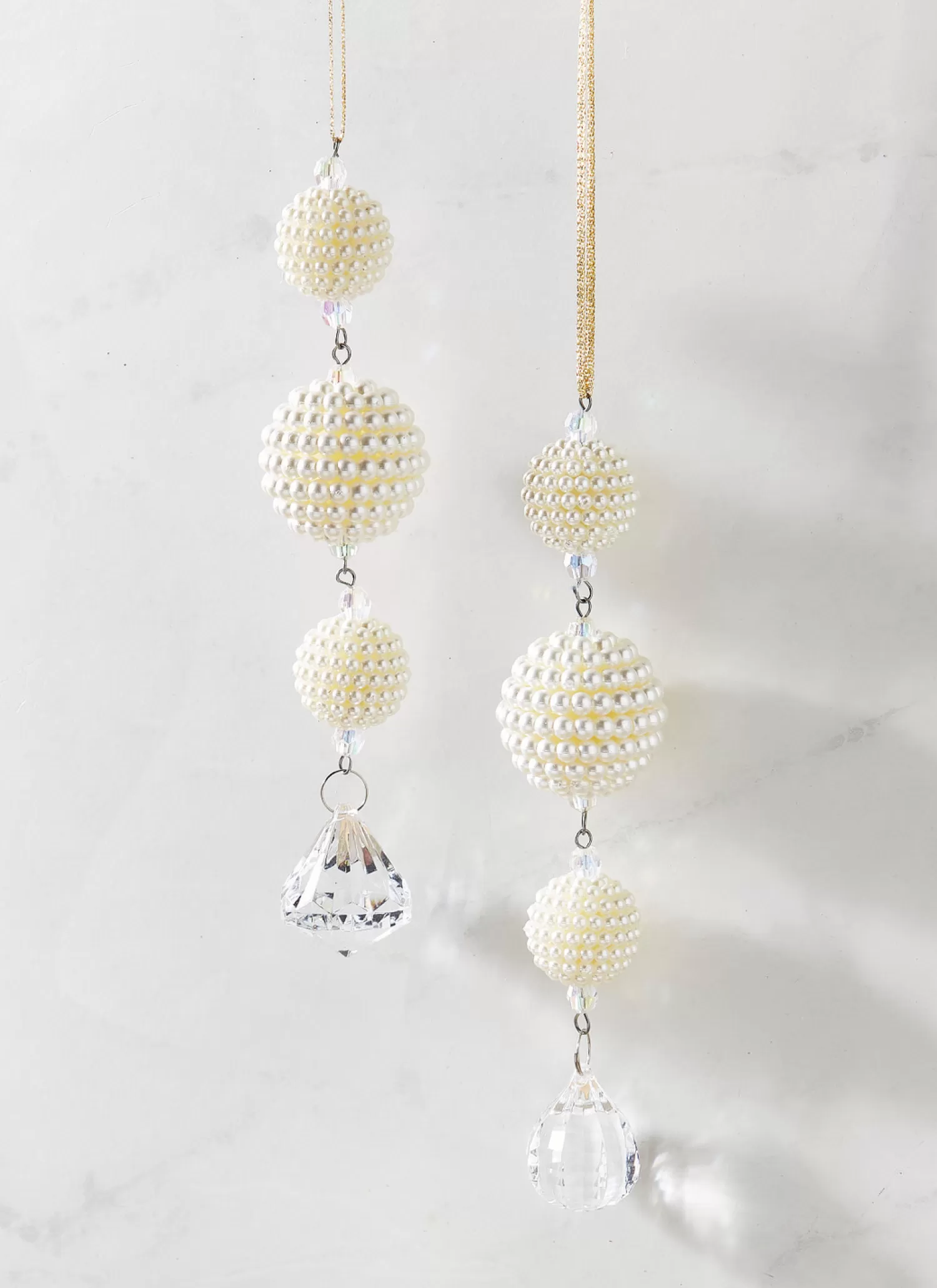 The Jolly Christmas Shop Champagne Wishes | A Blushing Holiday | Raz 7.5" Set Of 2 Pearl Drop Christmas Ornament 4316084