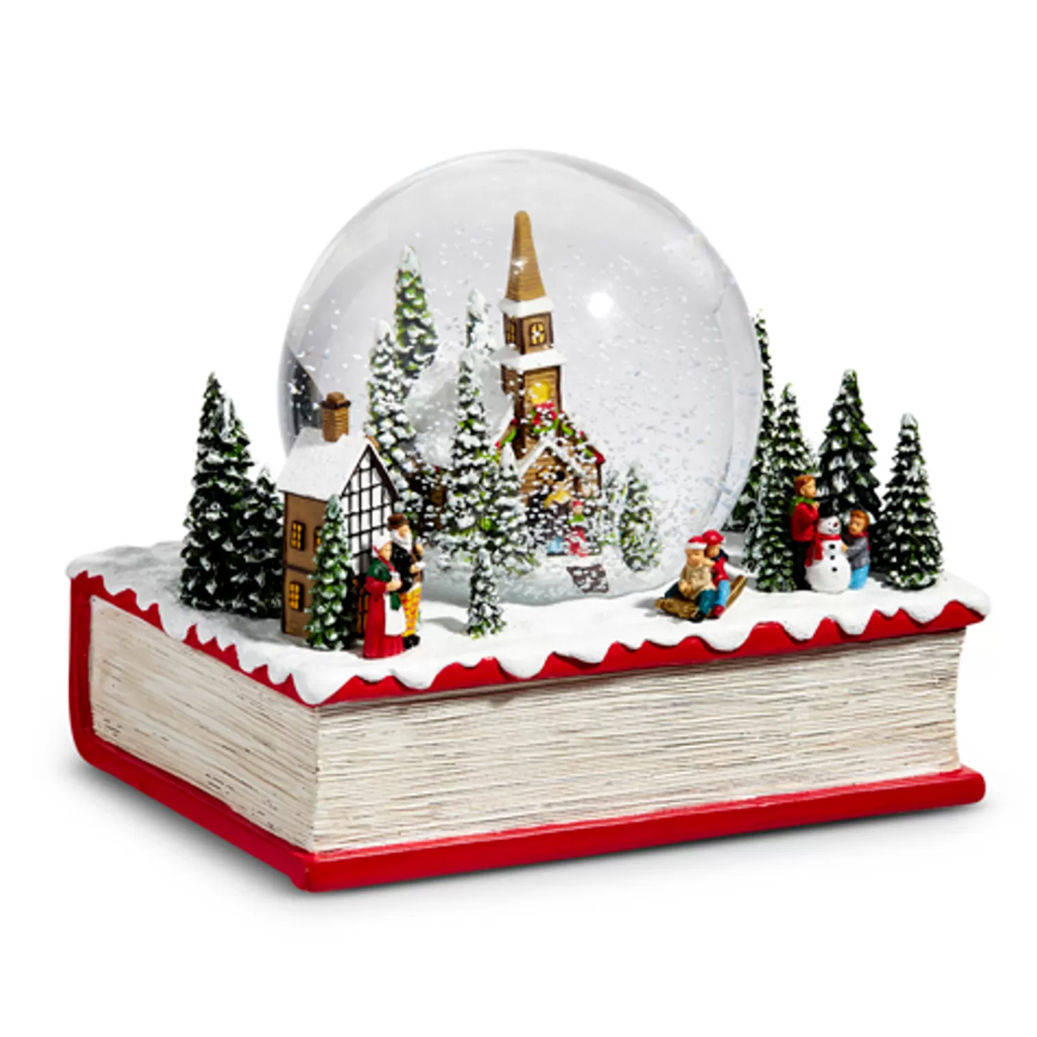 The Jolly Christmas Shop Christmas Traditions | Water Globes | Raz 7.5" Winter Church Musical Water Globe On Book Christmas Decoration 4415554