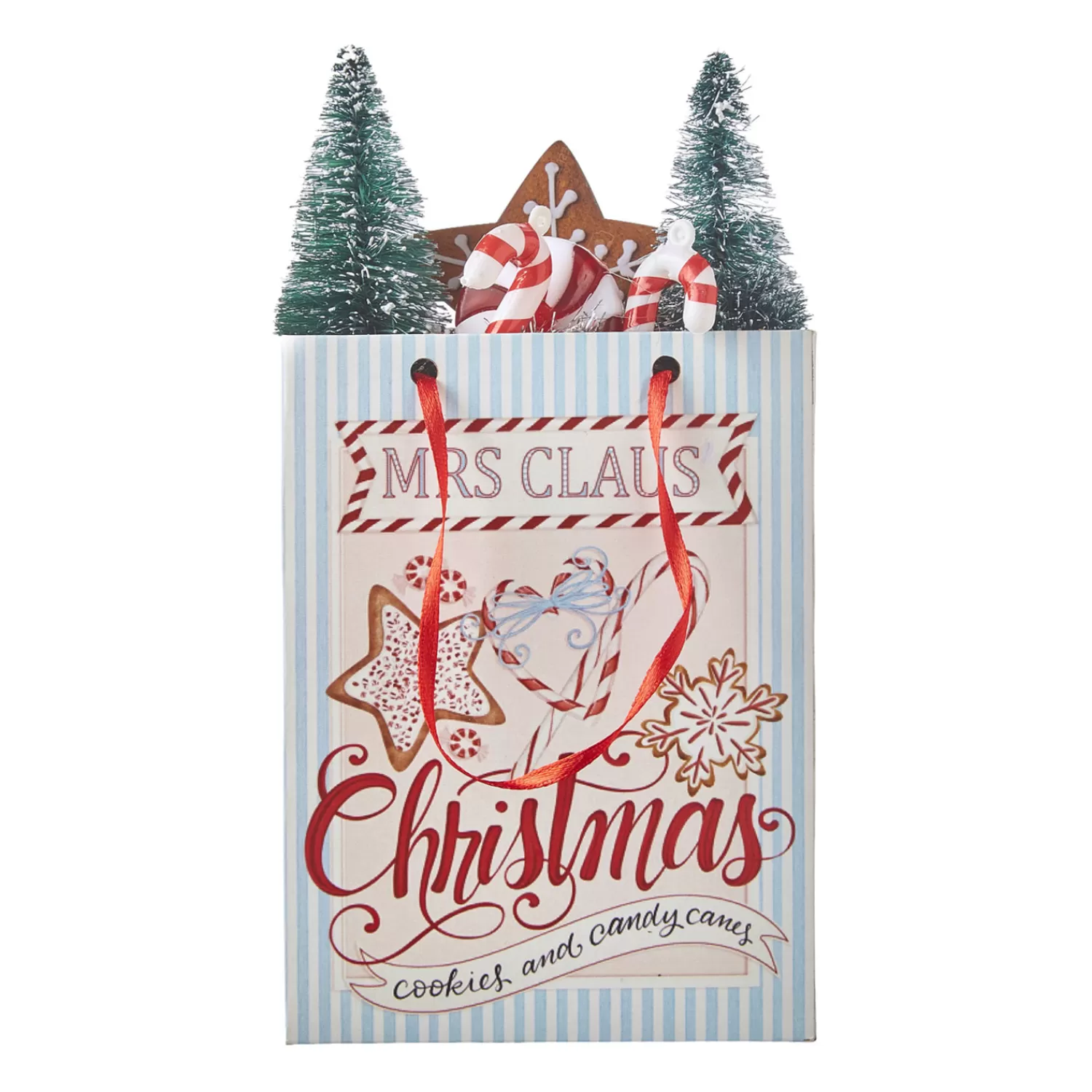 The Jolly Christmas Shop Jingle And Cocoa | Candy And Food | Raz 7.75" Mrs Claus Christmas Shopping Bag Ornament 4119022
