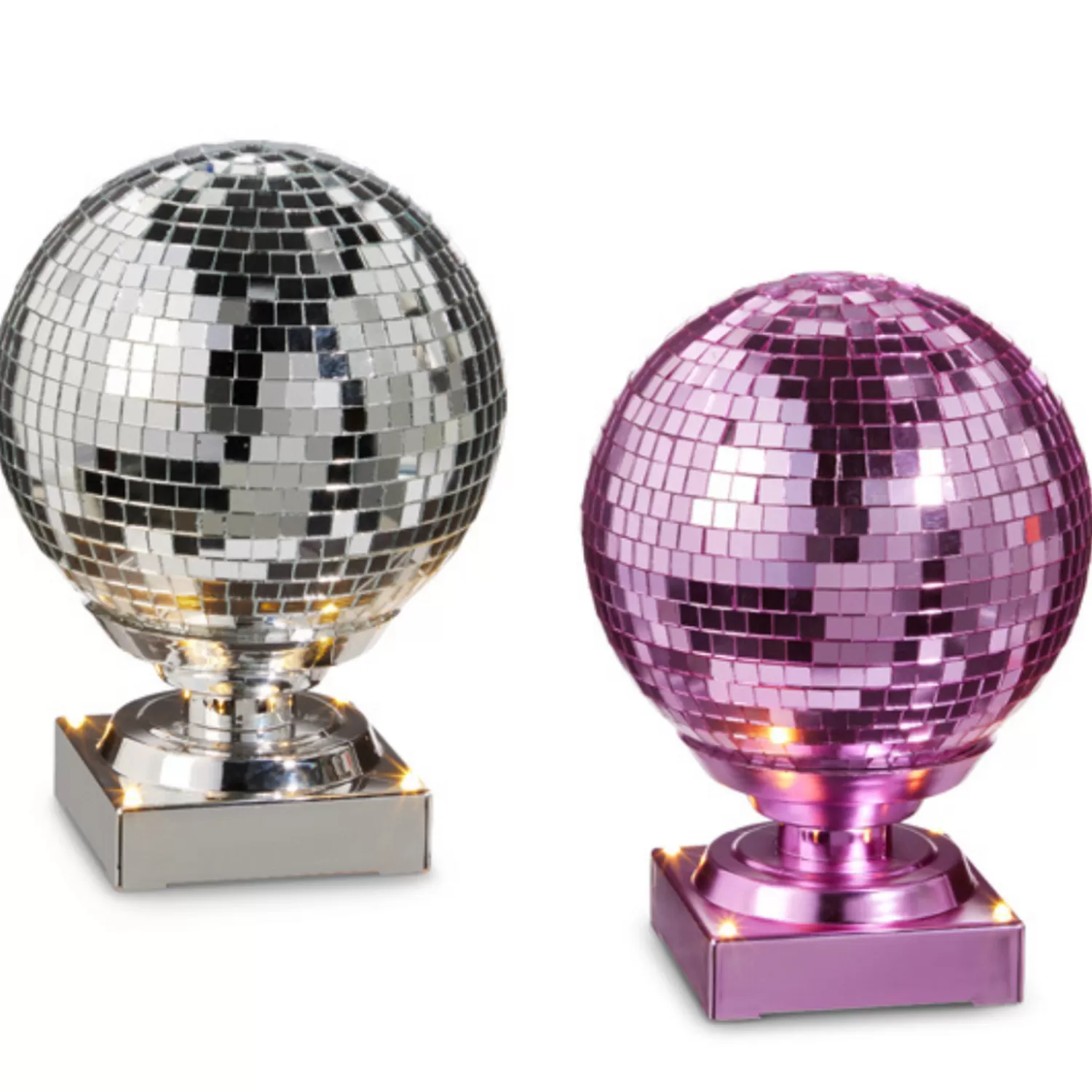 The Jolly Christmas Shop Hipster Tree | A Blushing Holiday | Raz 7.75" Silver Or Pink Animated Spinning Disco Ball Christmas Decoration