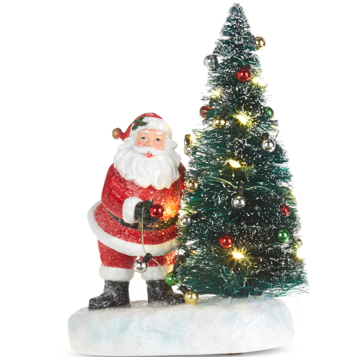 The Jolly Christmas Shop Vintage Reincarnated | Tinsel Town | Raz 7" Lighted Sisal Tree With Vintage Inspired Santa Figure 4319124