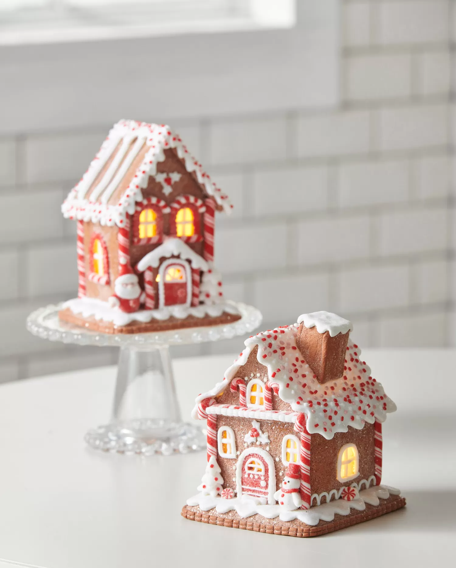 The Jolly Christmas Shop Jingle And Cocoa | Gingerbread | Raz 7" Red And White Peppermint Gingerbread House Christmas Decoration 4416280