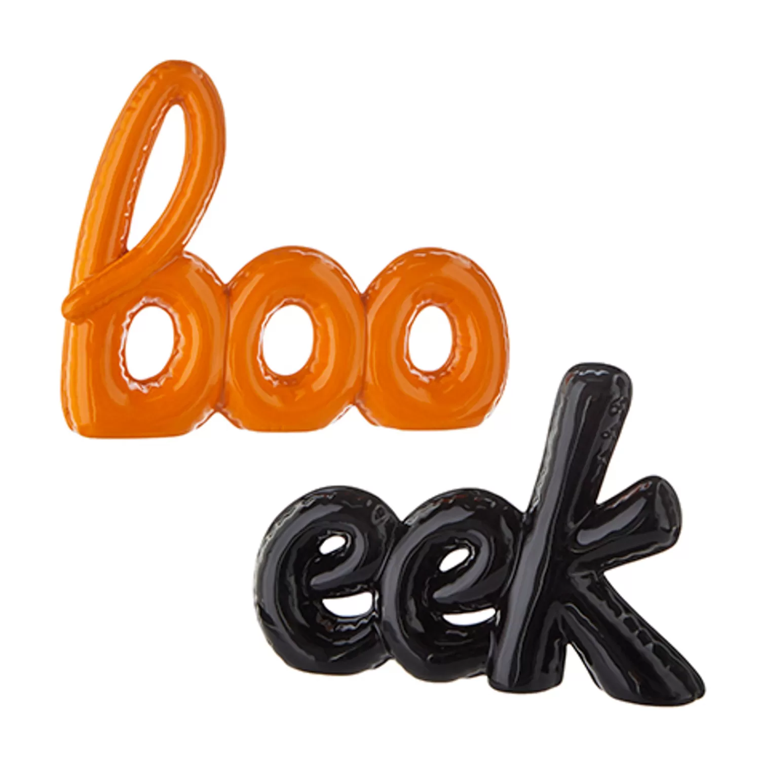 The Jolly Christmas Shop Halloween Indoor Decorations | Raz 8.75" High Shine Art Word Boo Or Eek Halloween Decoration 4209881