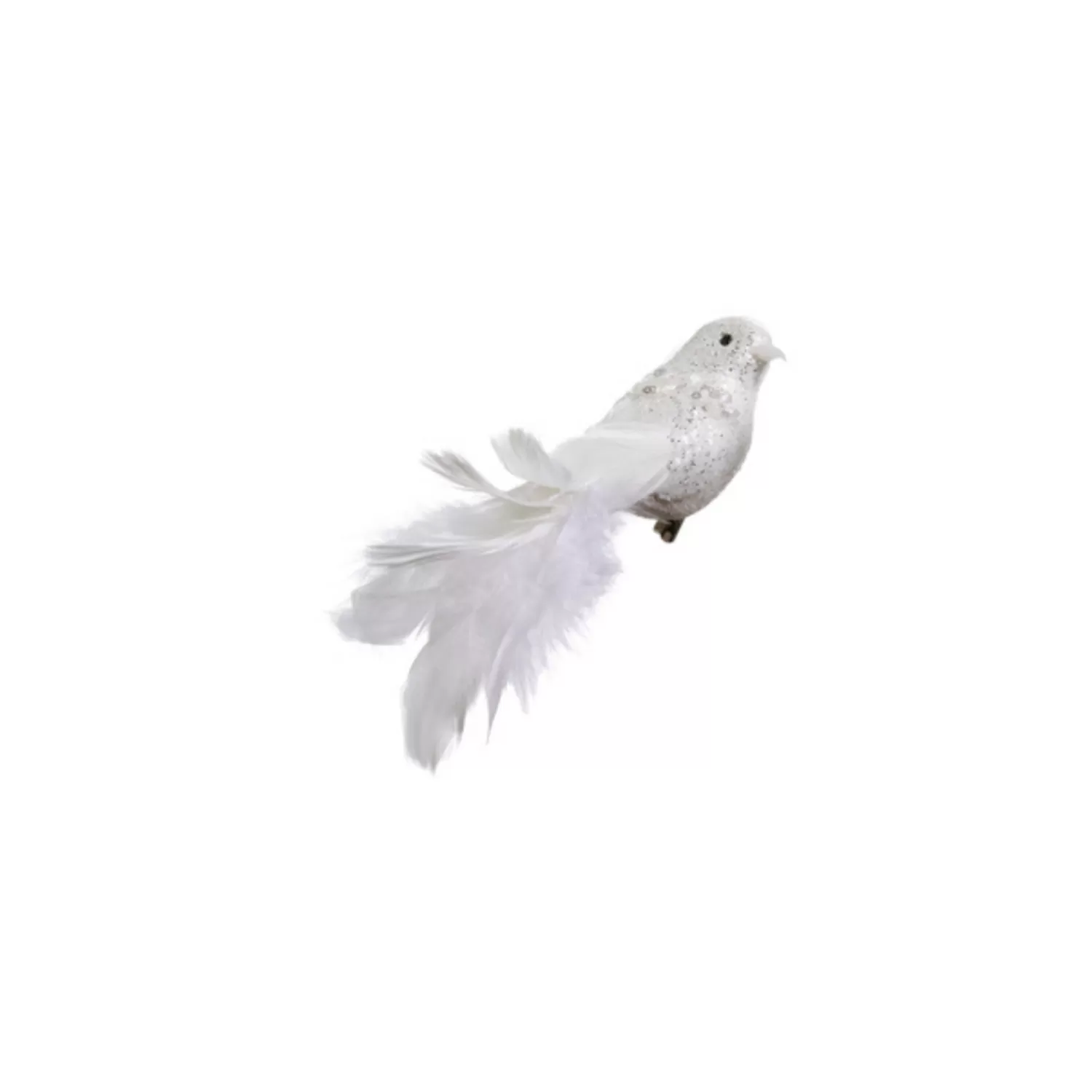 The Jolly Christmas Shop Snowflake Soiree | Animals·Birds | Raz 8" Clip On White Glittered Bird Christmas Ornament 4453357