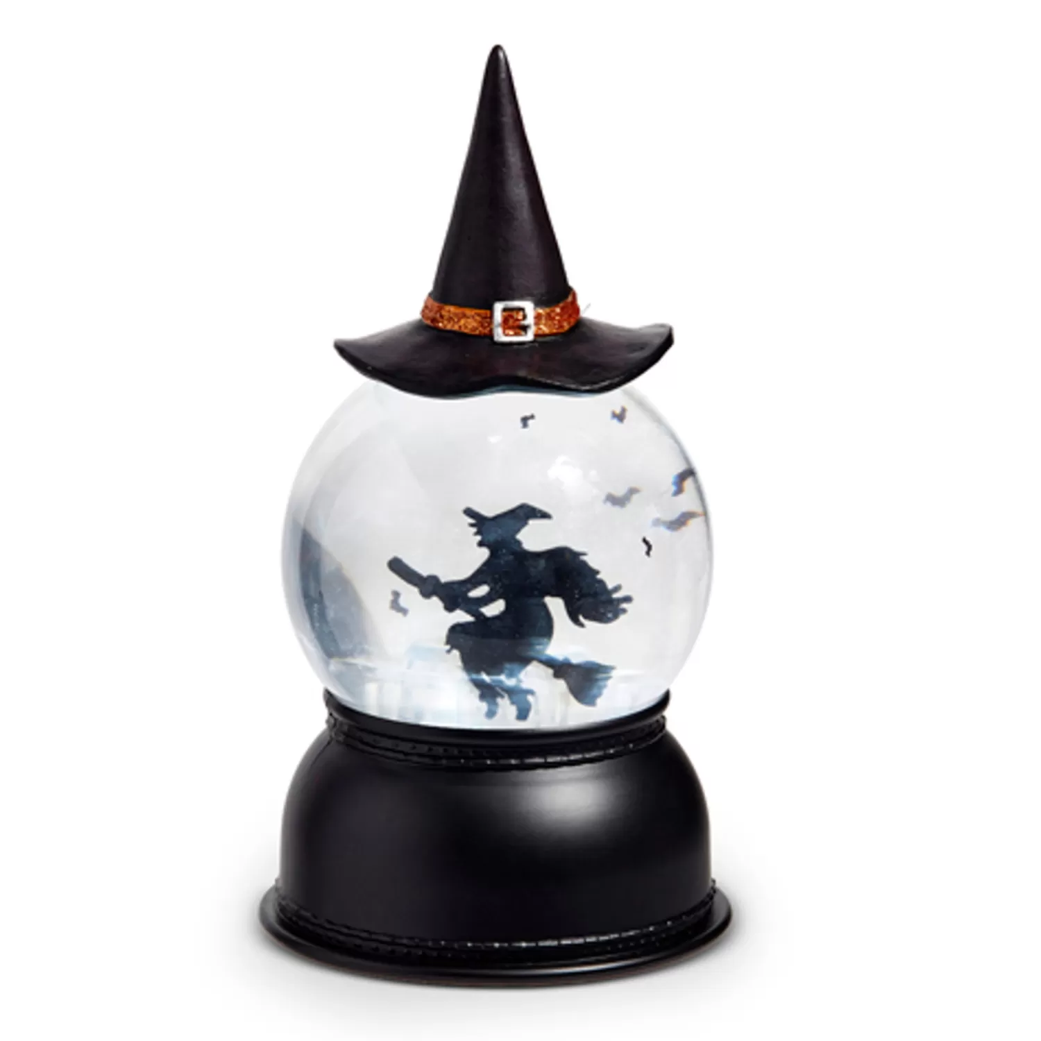 The Jolly Christmas Shop Halloween Indoor Decorations | Raz 8" Flying Witch With Swirling Bats Lighted Halloween Water Globe Lantern 4416928