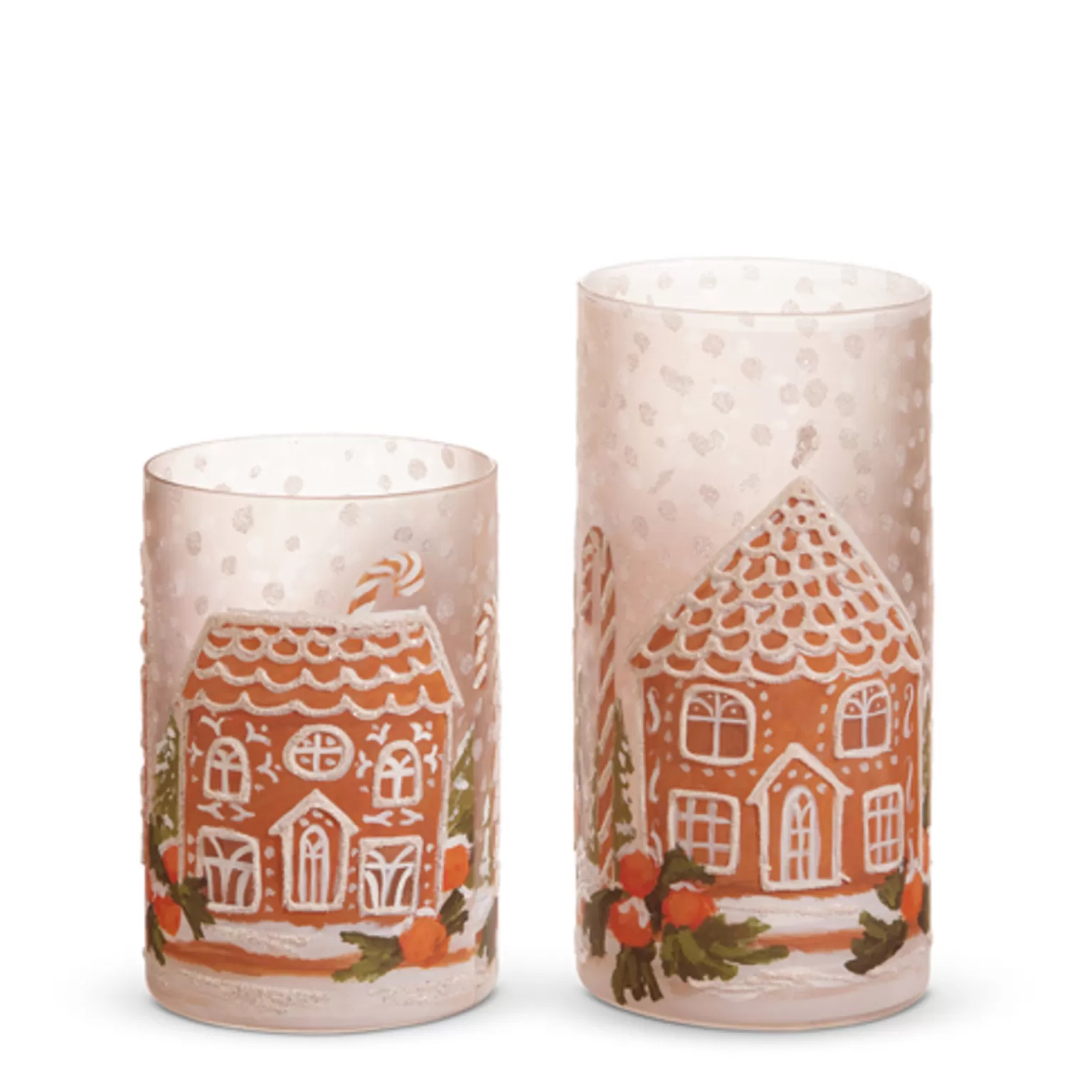 The Jolly Christmas Shop Jingle And Cocoa | Gingerbread | Raz 8" Gingerbread House Glass Christmas Containers Or Candle Holders 4424539