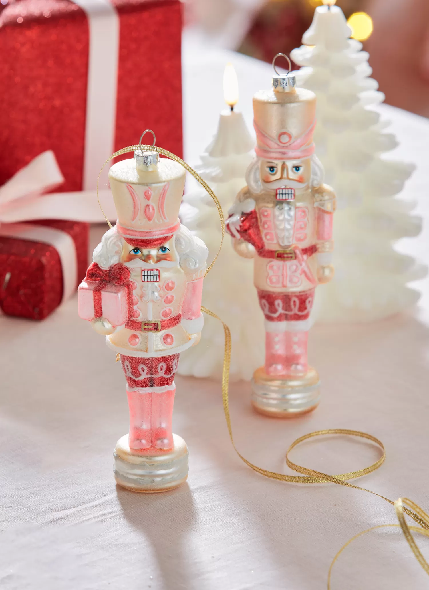 The Jolly Christmas Shop A Blushing Holiday | Pink Christmas Decorations | Raz 8" Glittered Pink Nutcracker Glass Christmas Ornament 4320885
