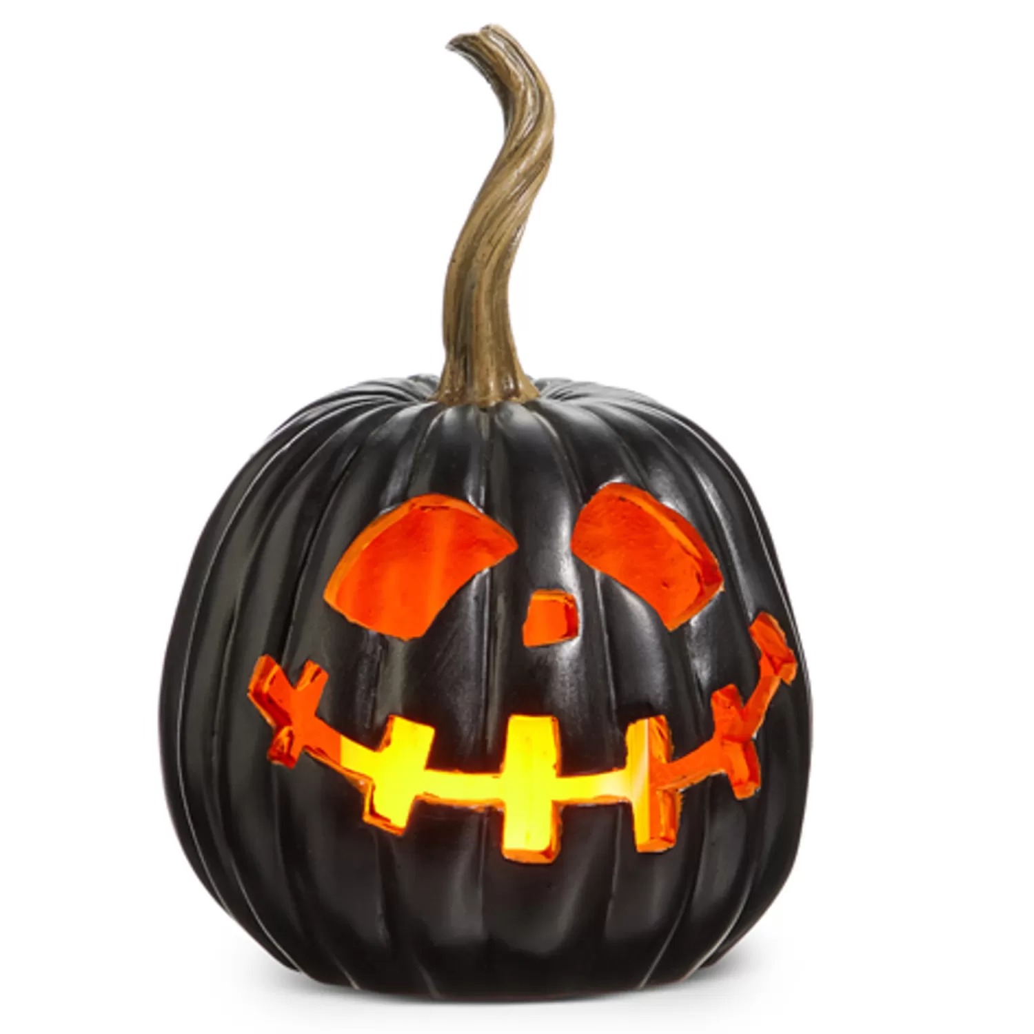 The Jolly Christmas Shop Halloween Indoor Decorations | Raz 8" Lighted Black Jack O Lantern Pumpkin Halloween Decoration