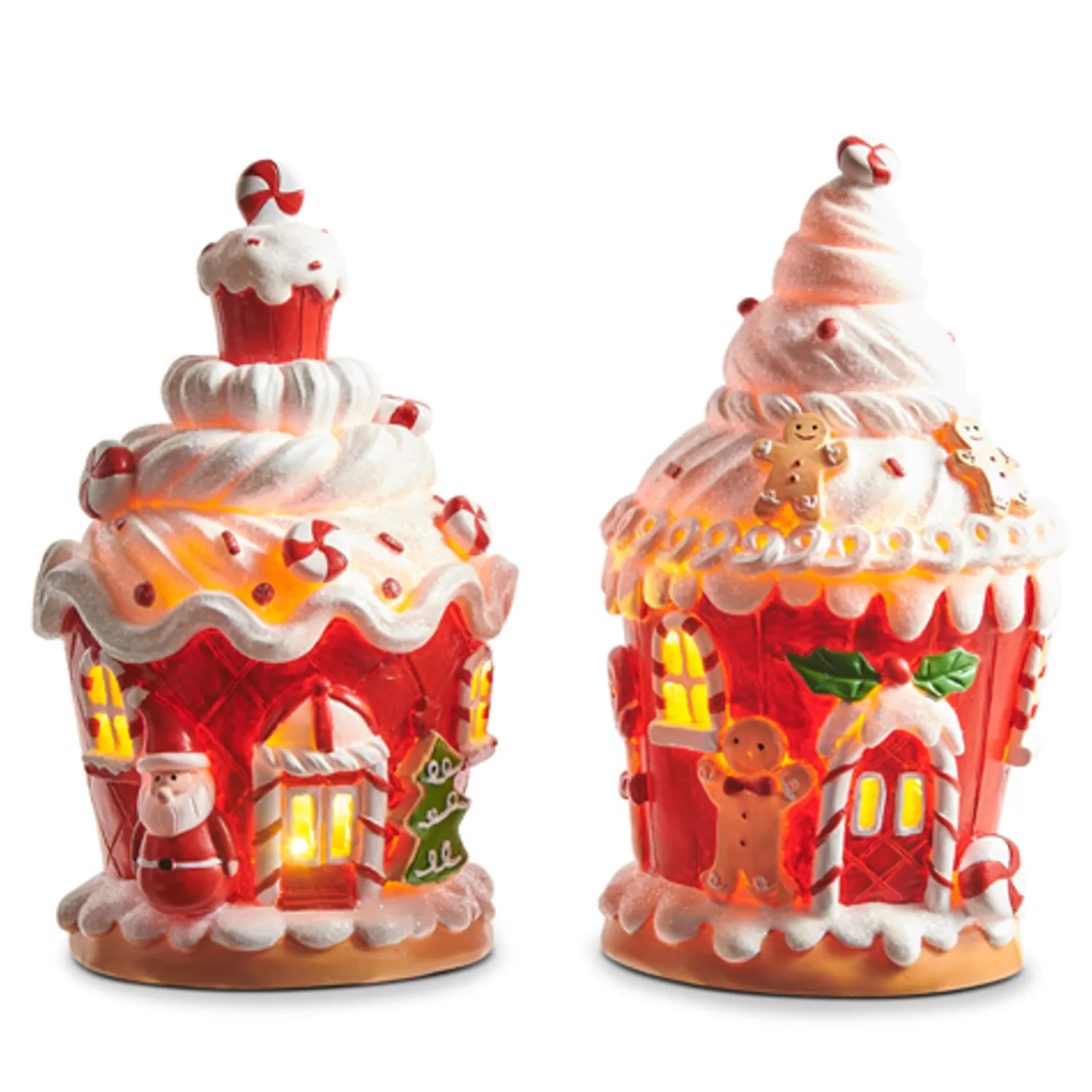 The Jolly Christmas Shop Jingle And Cocoa | Gingerbread | Raz 8" Lighted Gingerbread Cupcake House Lighted Christmas Decoration 4311644