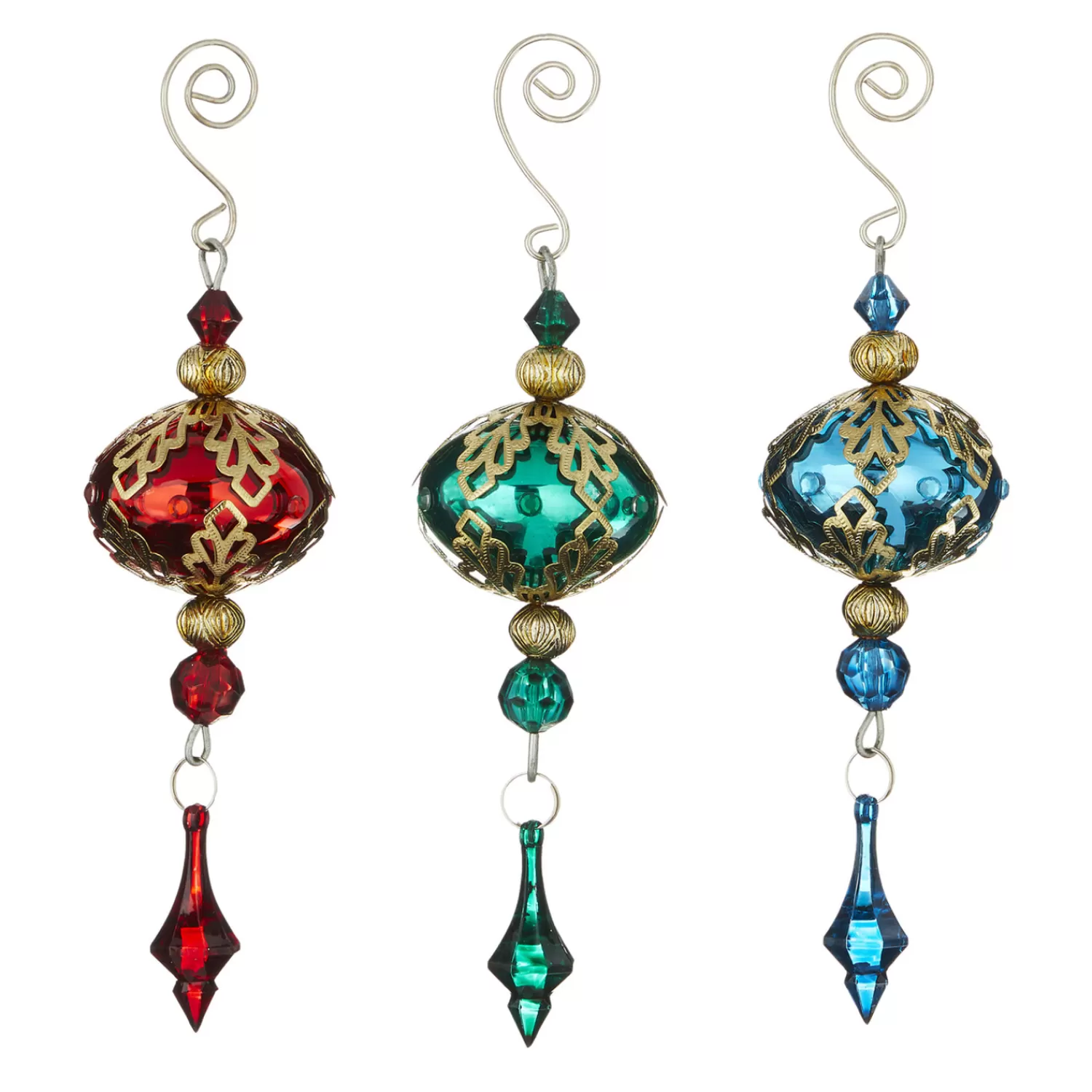 The Jolly Christmas Shop Bon Noel | Glass Ornaments | Raz 8" Metal Filigree With Drop Glass Christmas Ornament 4122811