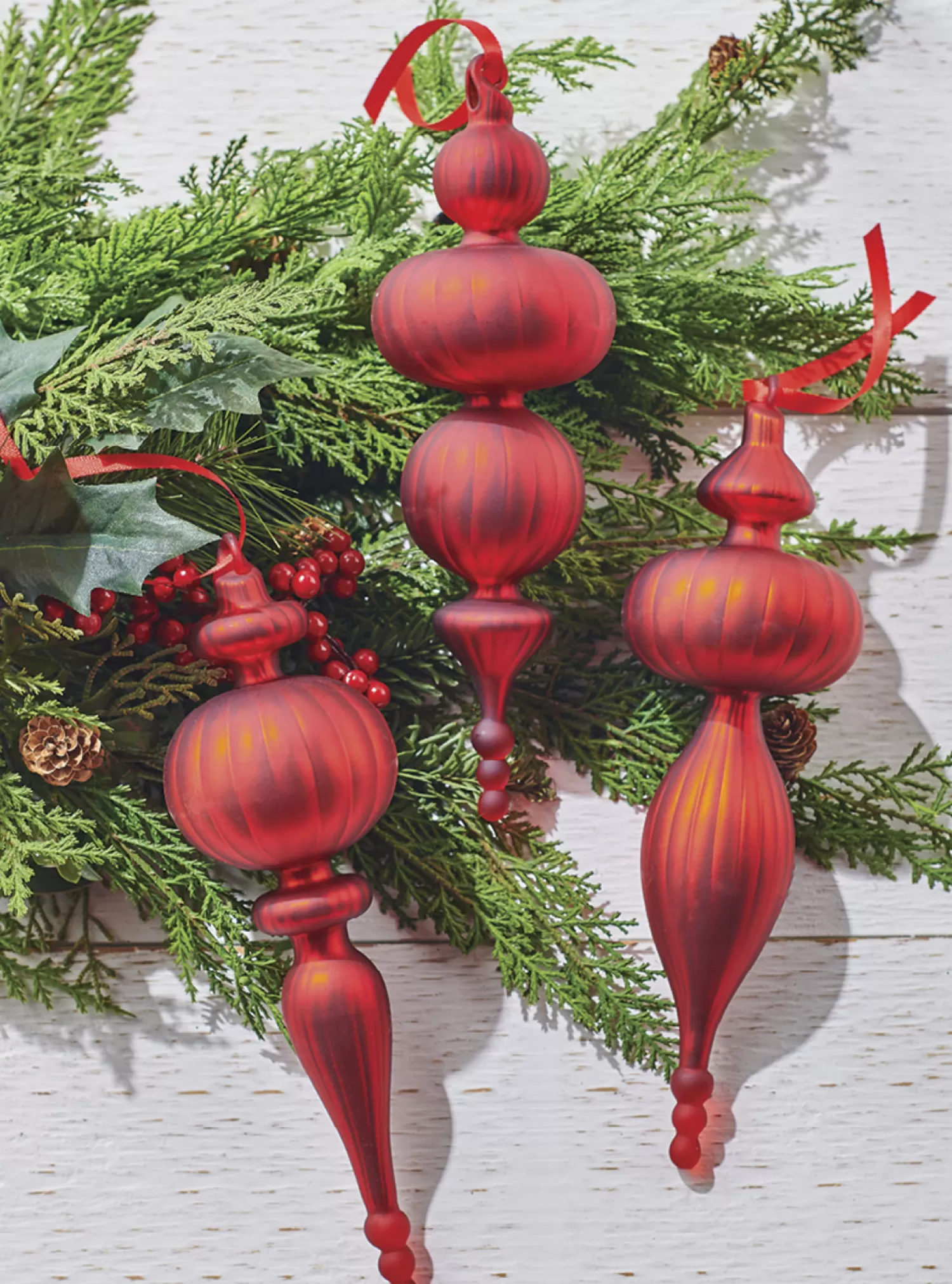 The Jolly Christmas Shop Jingle And Cocoa | Glass Ornaments | Raz 9.5" Large Red Finial Glass Christmas Ornament 4124579