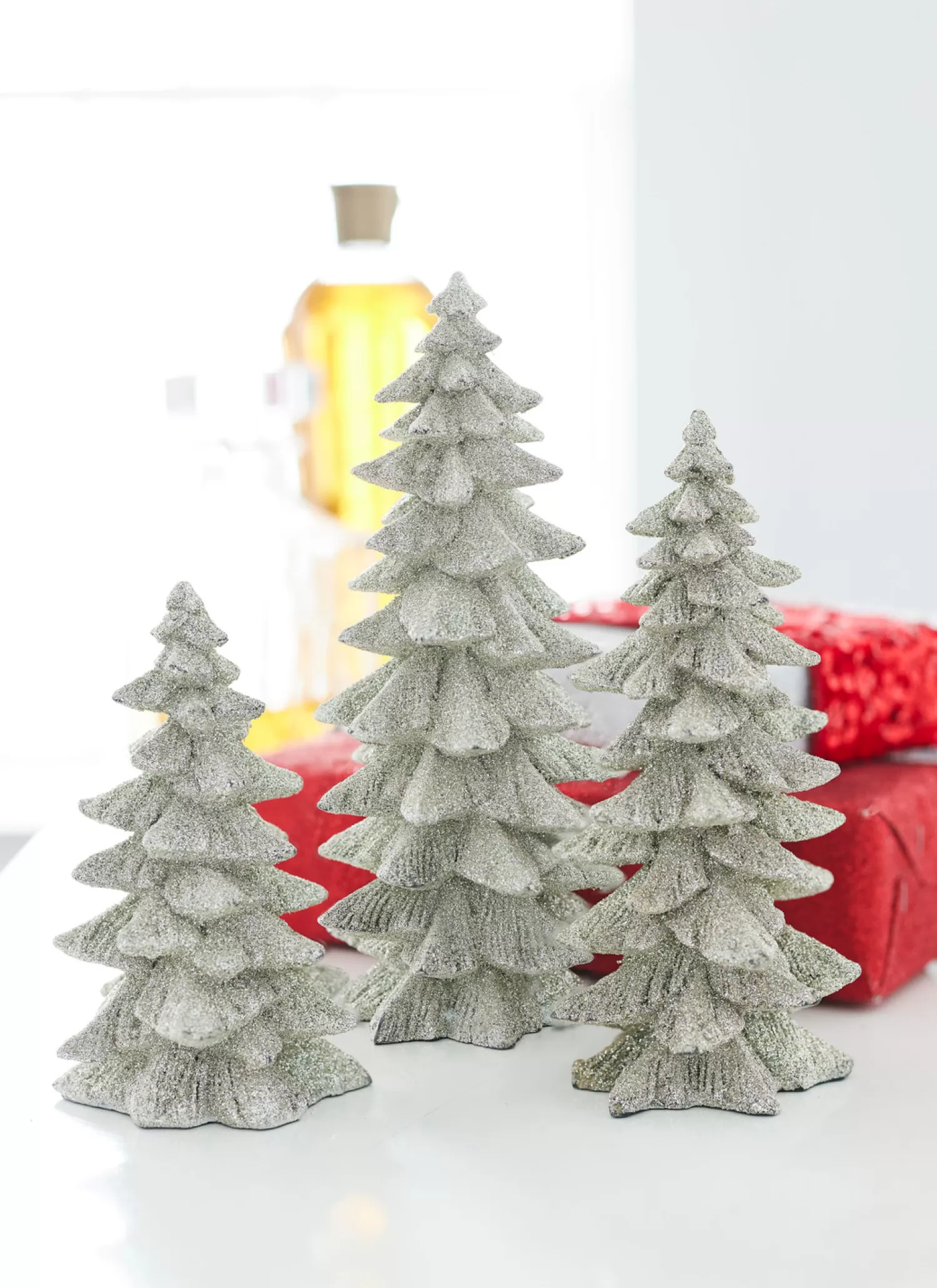 The Jolly Christmas Shop Holiday Cheers | Houses And Accessories·Trees | Raz 9.5" Silver Glittered Christmas Tree Figures Set Of 3 3211075