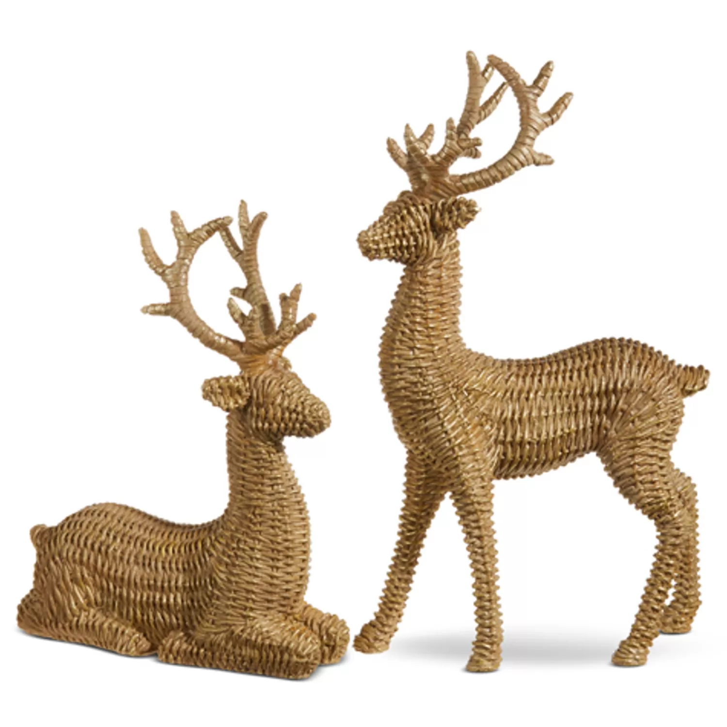The Jolly Christmas Shop All Is Calm | Woodland Wonder | Raz Basket Weave Wicker Deer Christmas Figures Set Of 2 4311327